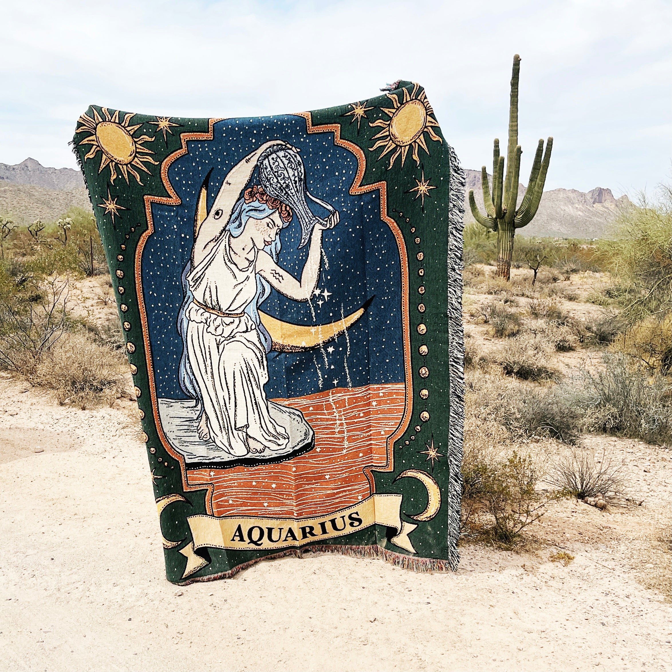 AQUARIUS ZODIAC (Color) // WOVEN FRINGE BLANKET