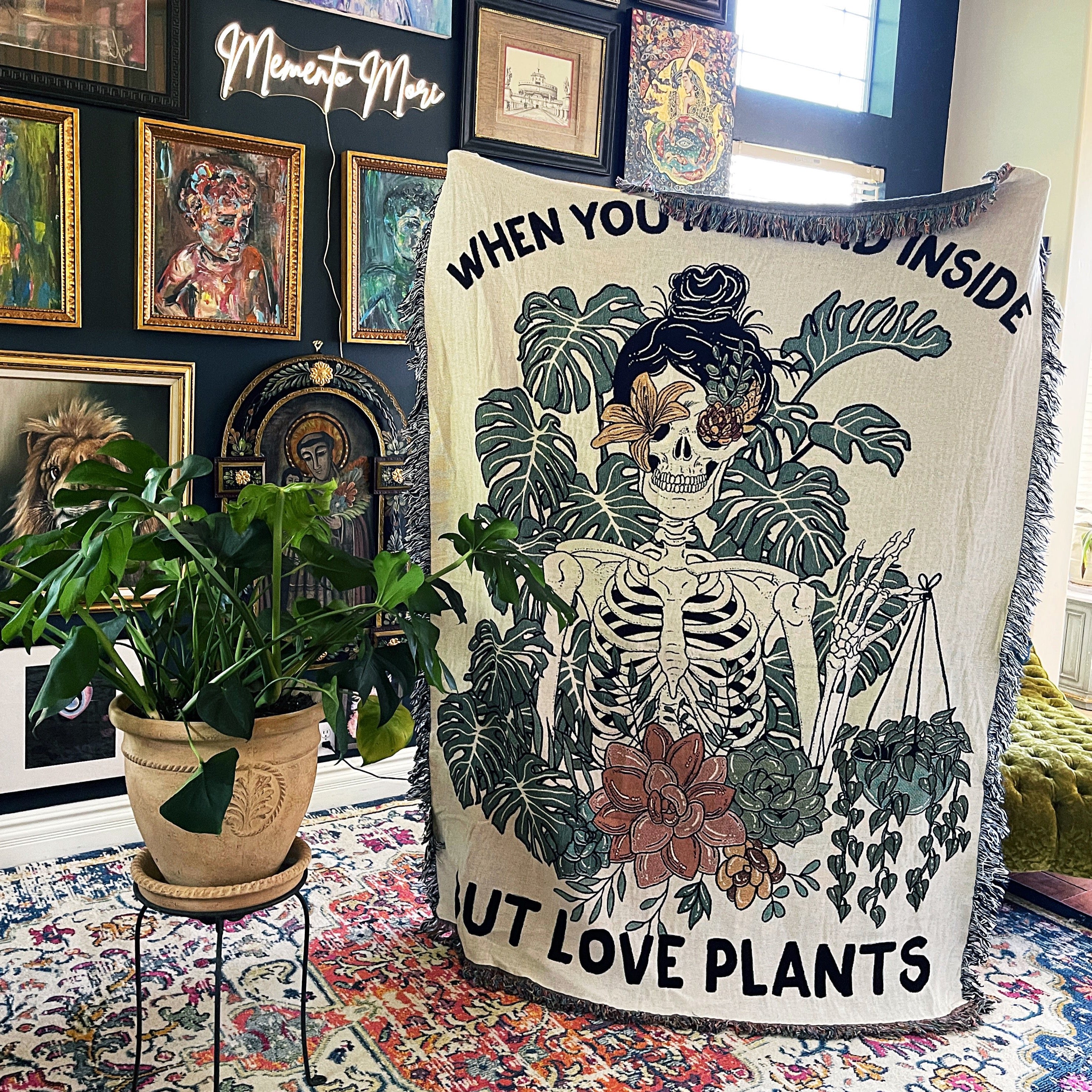 WHEN YOU'RE DEAD INSIDE BUT LOVE PLANTS // WOVEN FRINGE BLANKET