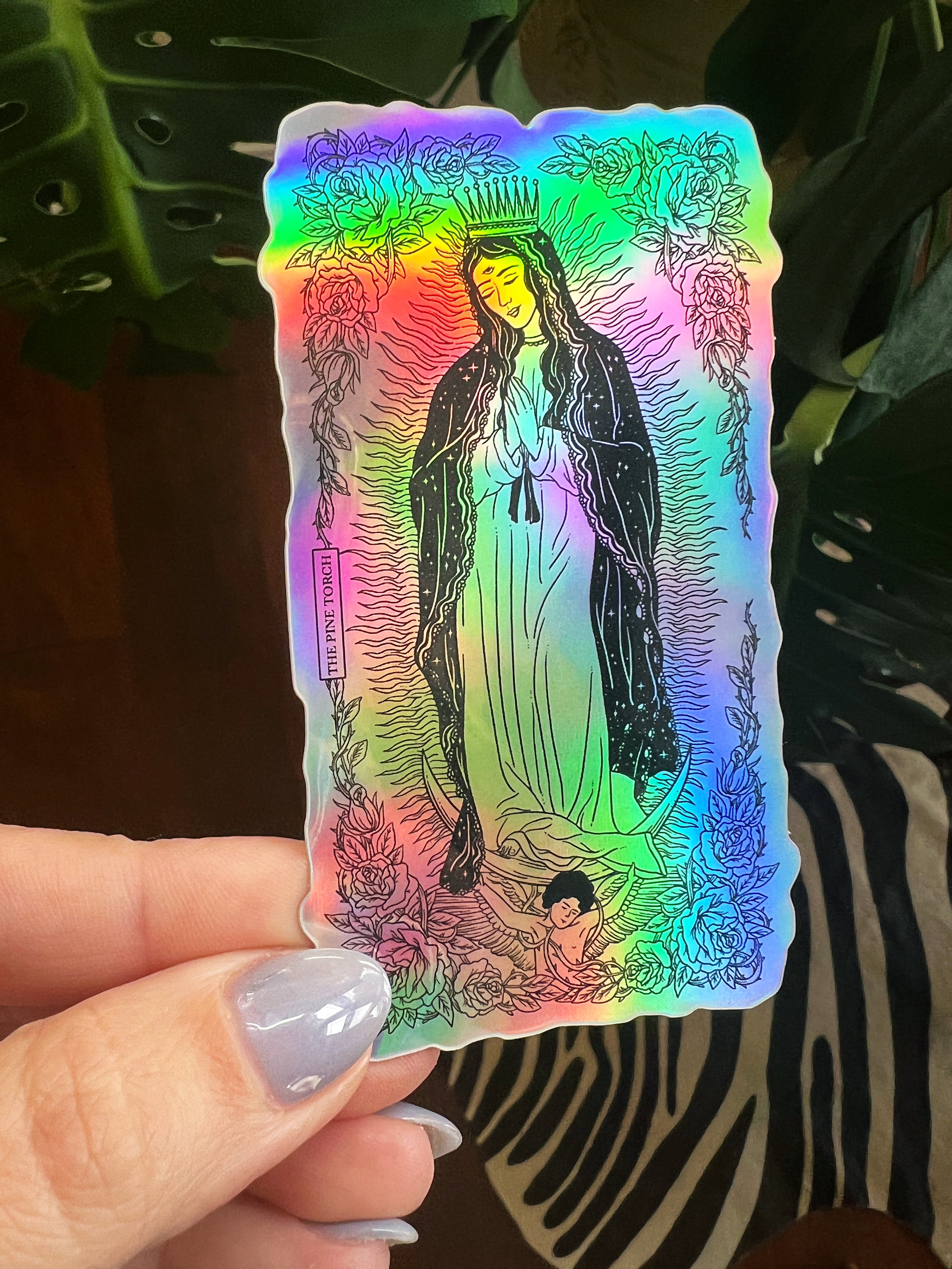 GOTHIC VIRGIN MARY/GUADALUPE « HOLOGRAPHIC STICKER »