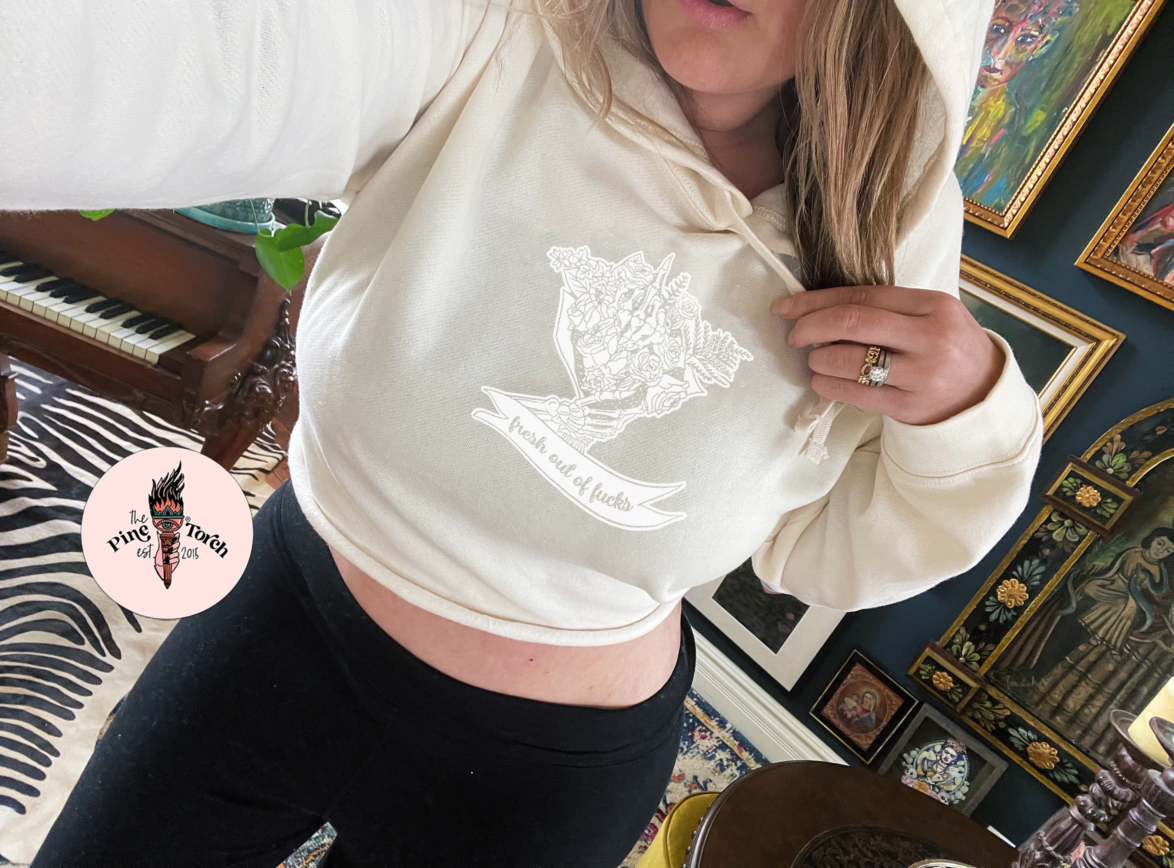 « FRESH OUT OF FUCKS » CROP HOODIE