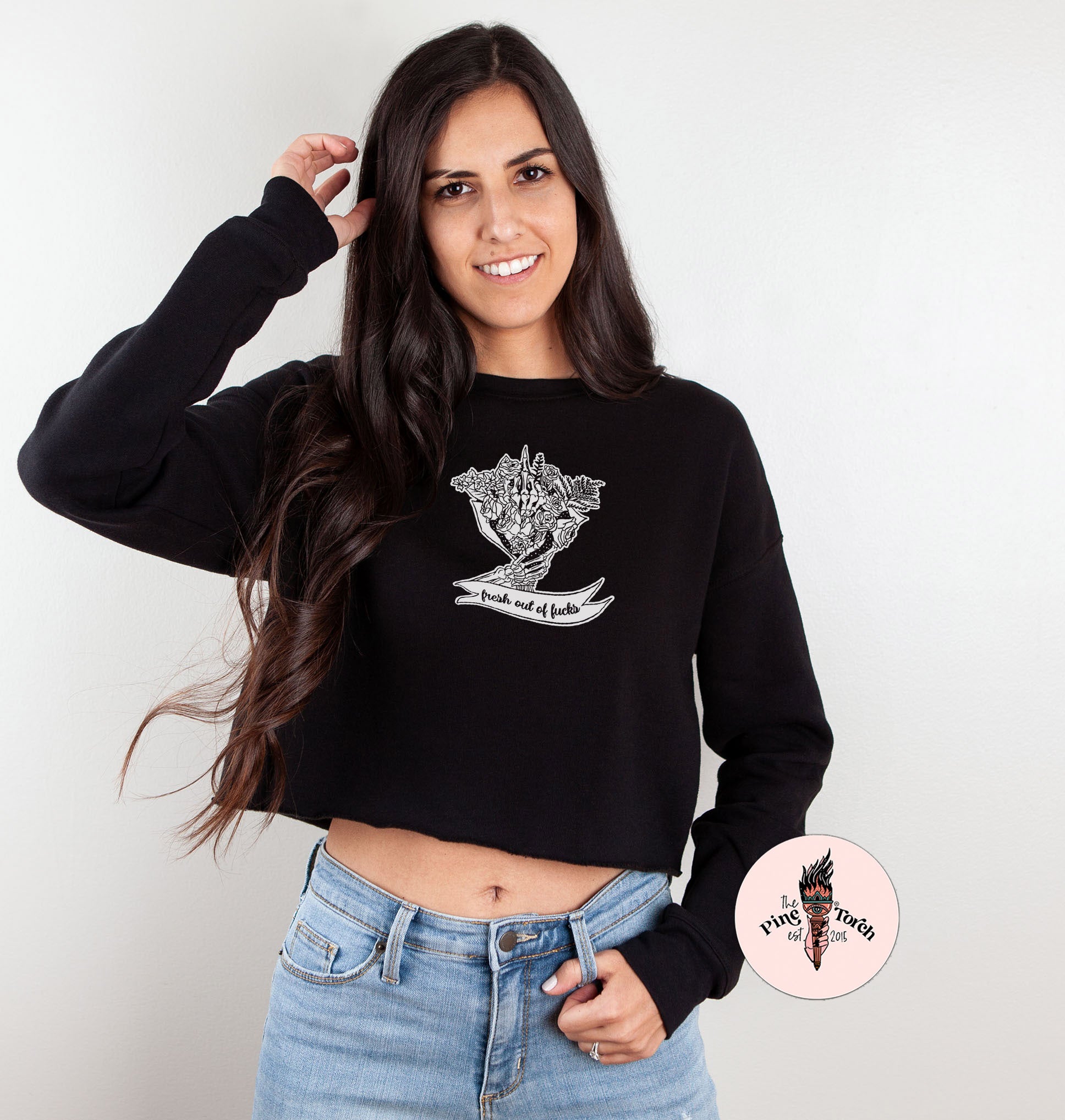 « FRESH OUT OF FUCKS » CROP HOODIE