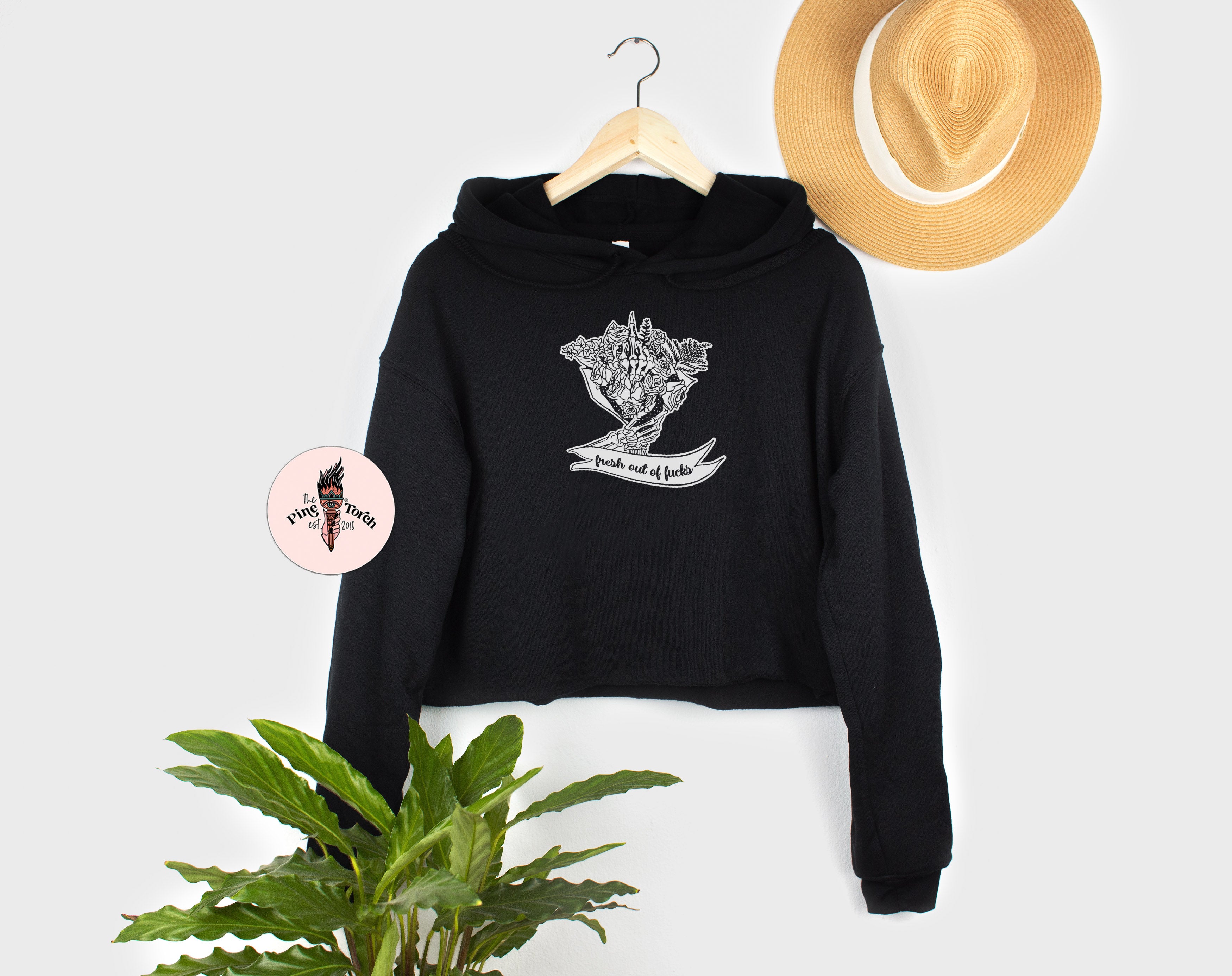« FRESH OUT OF FUCKS » CROP HOODIE