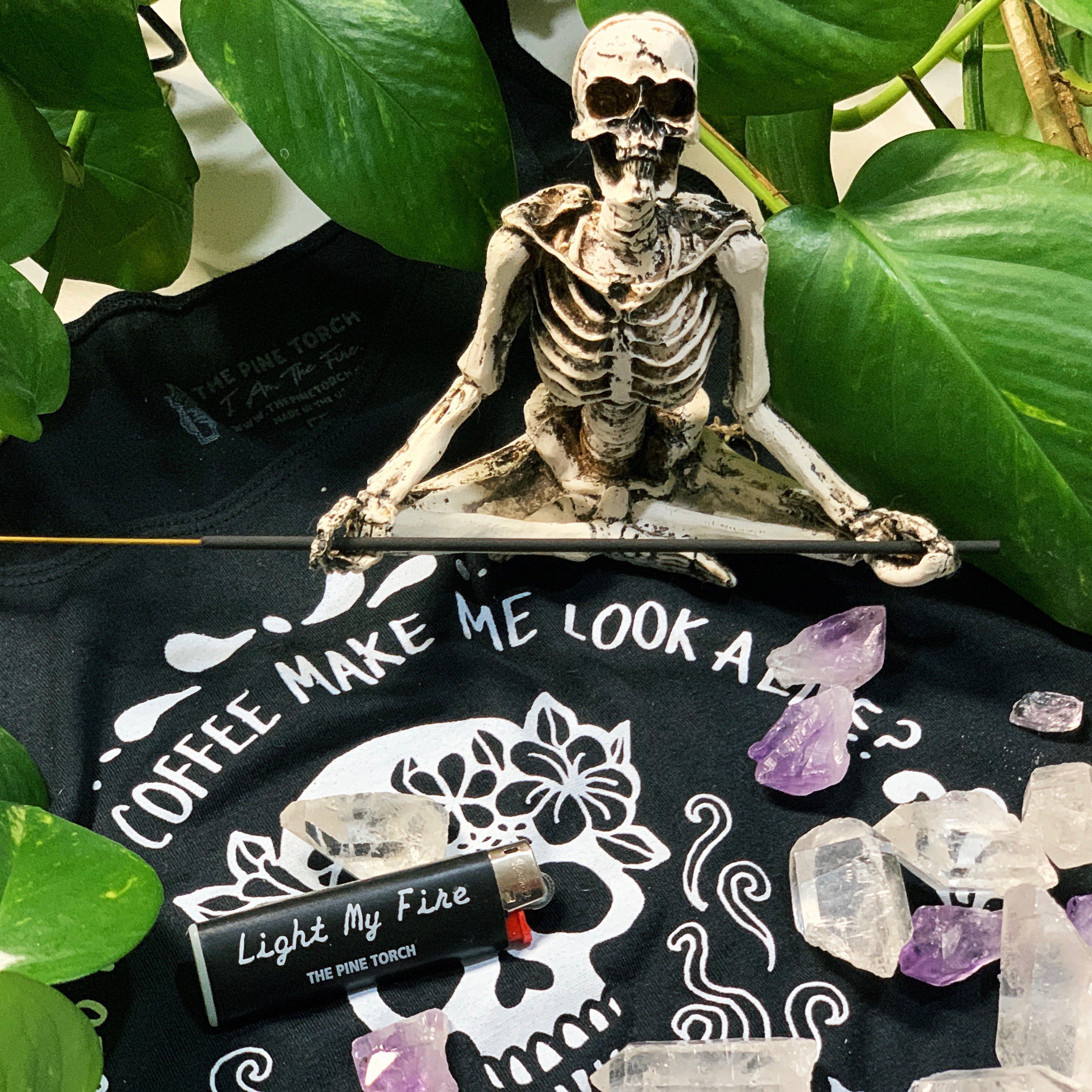 MEDITATING SKELETON INCENSE HOLDER