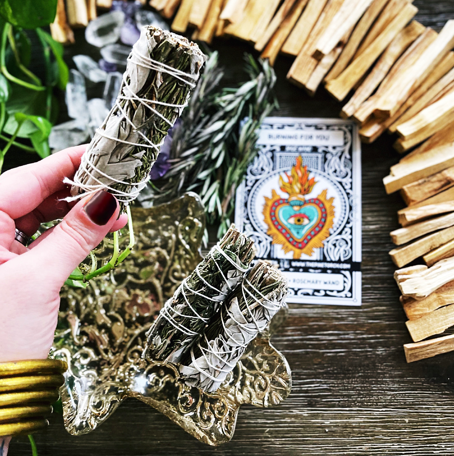 BURNING FOR YOU << DEMI WHITE SAGE WITH ROSEMARY >> SMUDGE