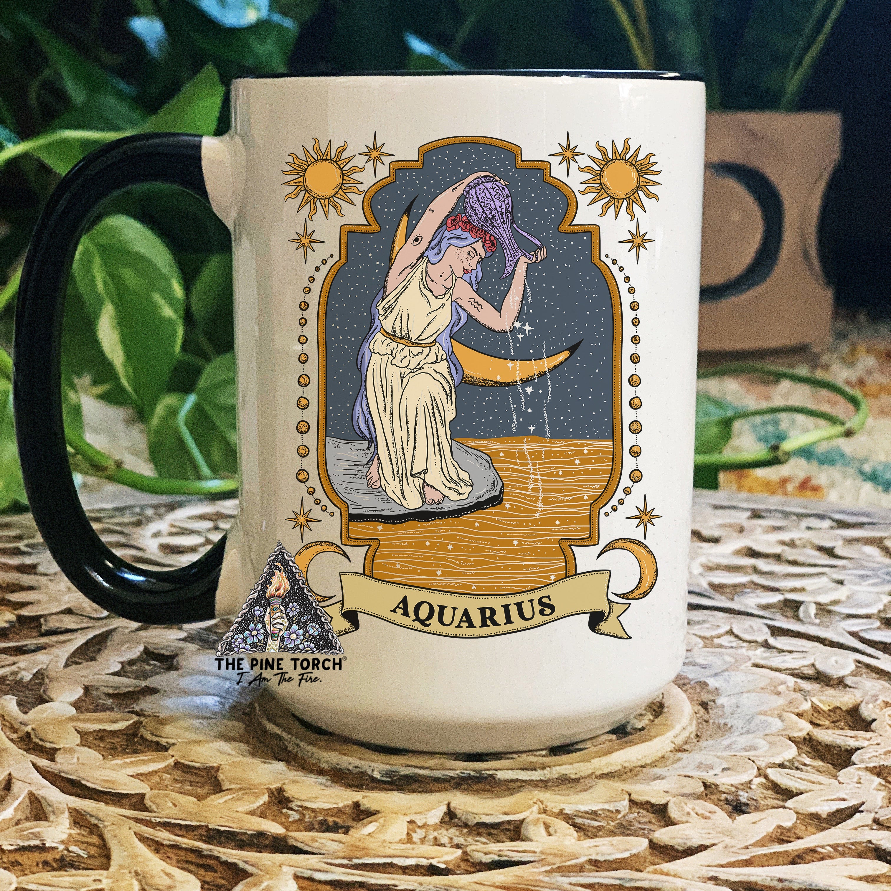 AQUARIUS ZODIAC // BLACK RIM MUG