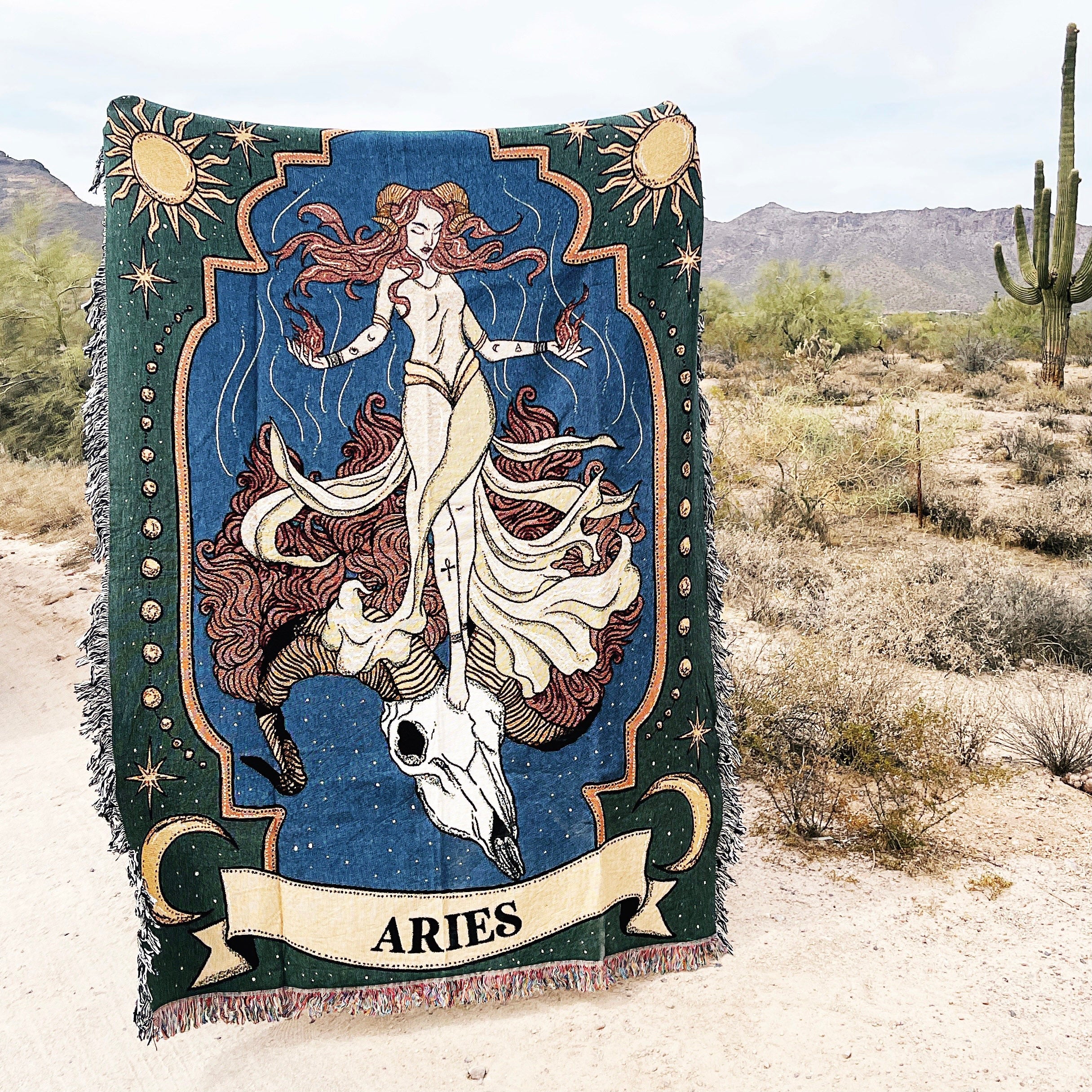 ARIES ZODIAC (Color) // WOVEN FRINGE BLANKET