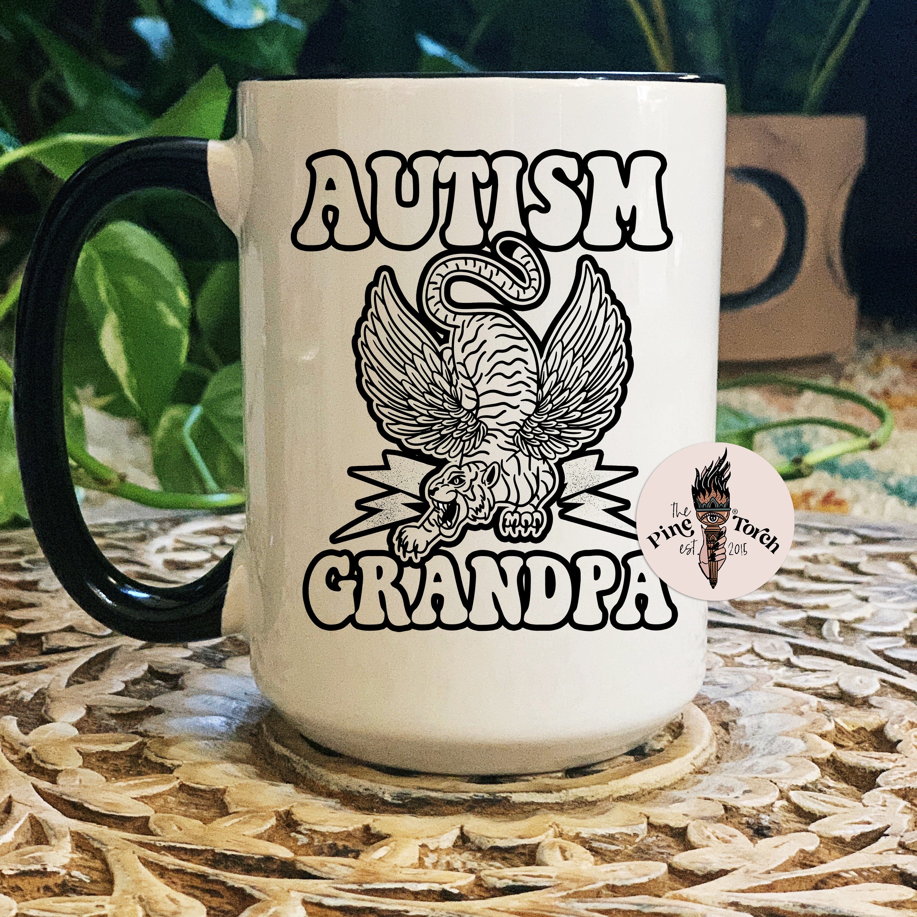 AUTISM GRANDPA // BLACK RIM MUG