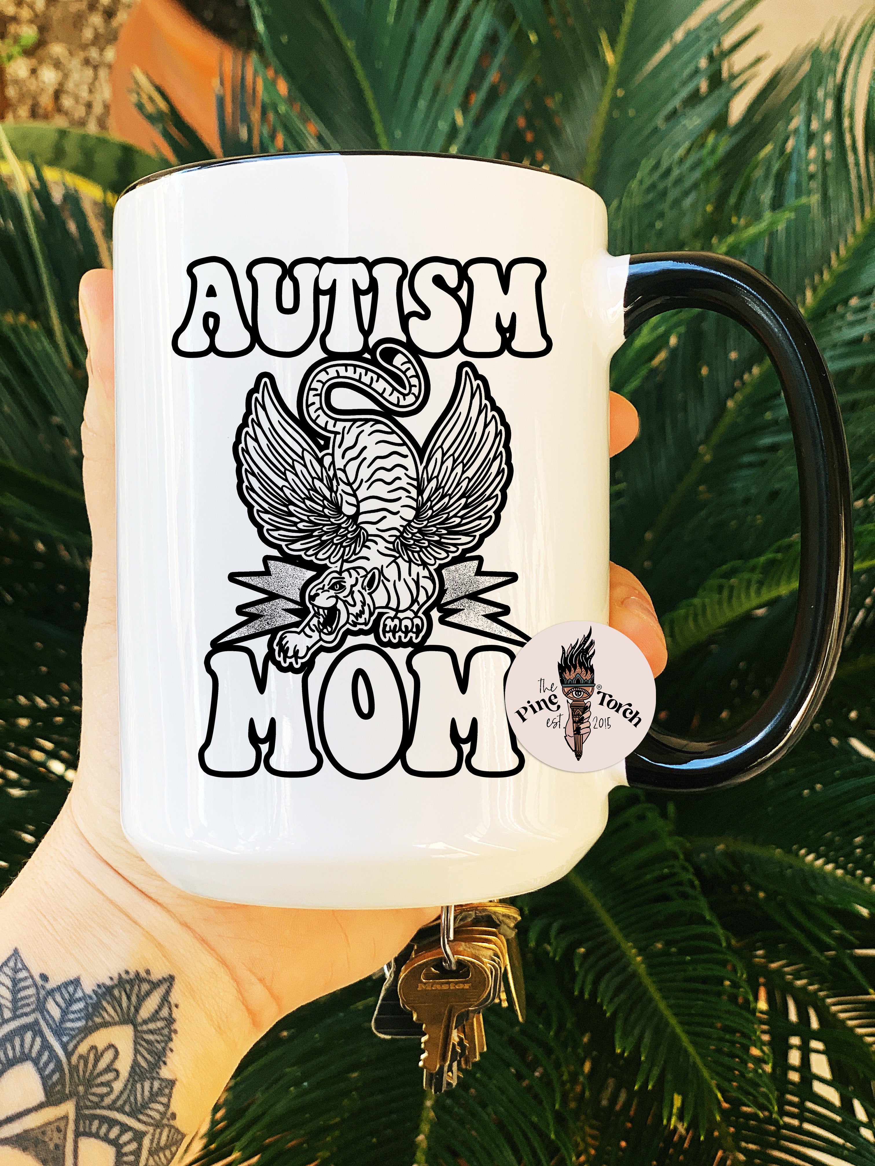 AUTISM MOM // BLACK RIM MUG