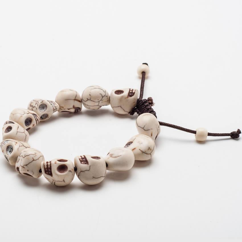 << TIBETAN SKULL BRACELET >> ADJUSTABLE HAND-CARVED BRACELET