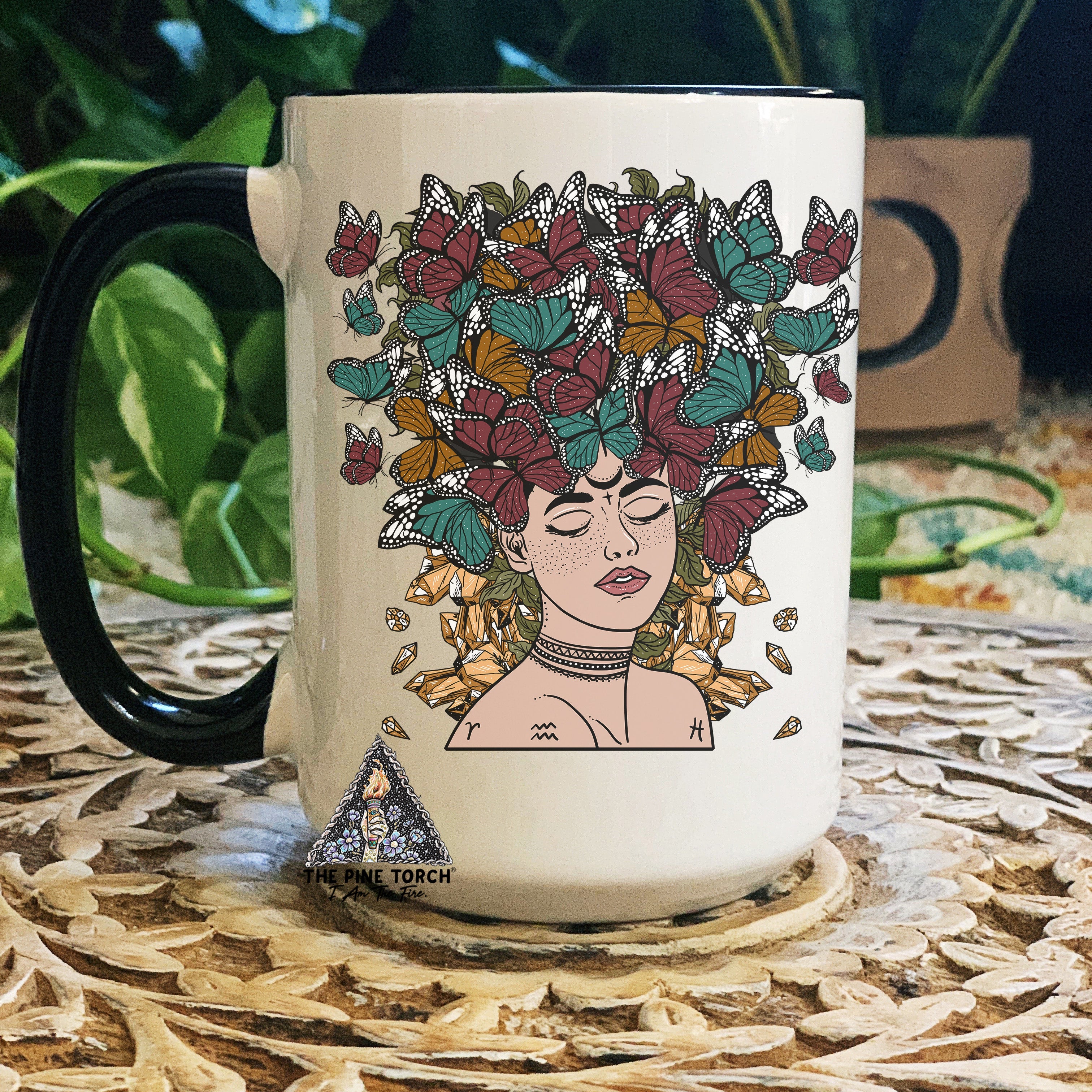 BUTTERFLY FLUTTER // BLACK RIM MUG
