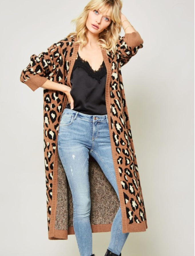 << SAVAGE >> LEOPARD MIDI KNIT CARDIGAN