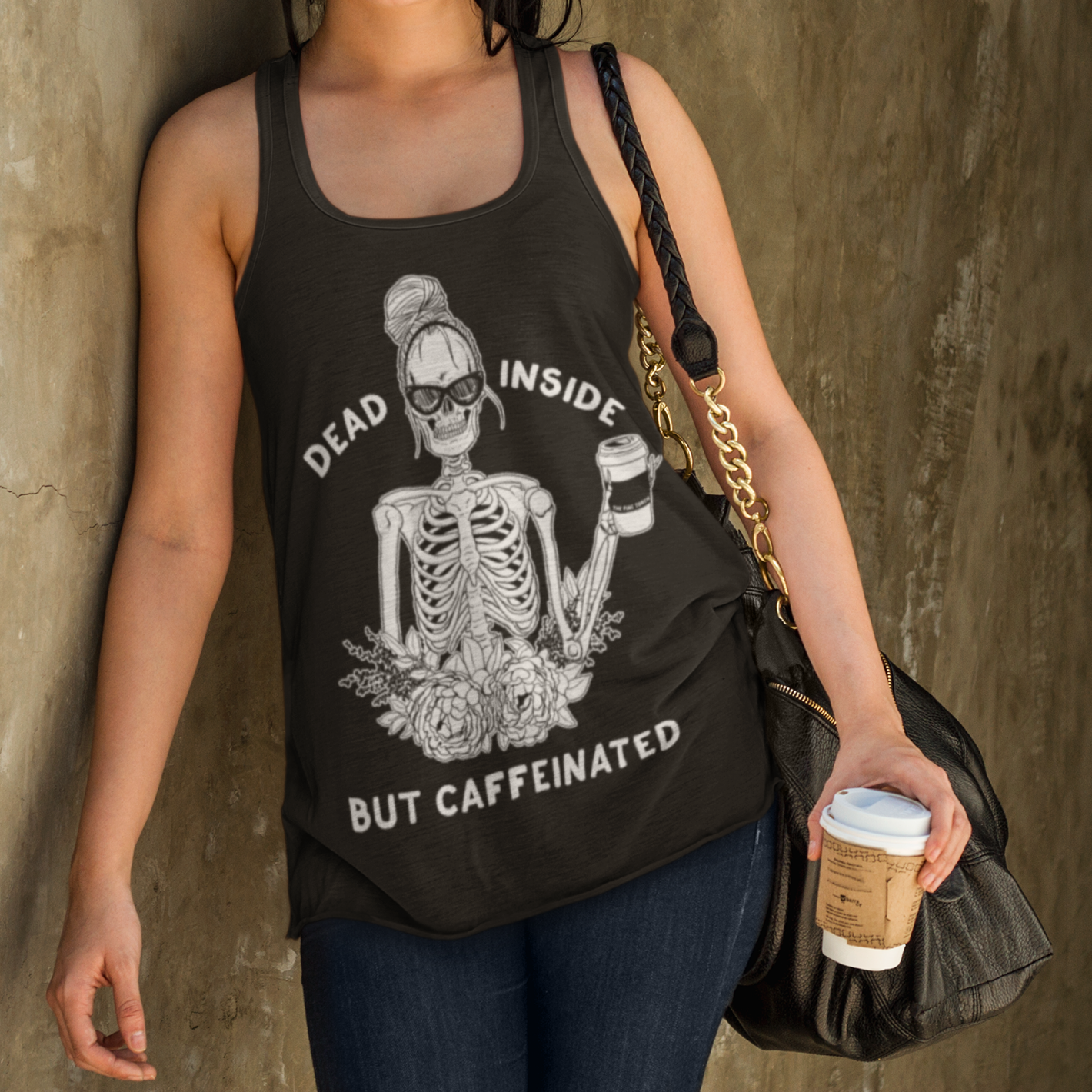 DEAD INSIDE BUT CAFFEINATED // RACERBACK TANK