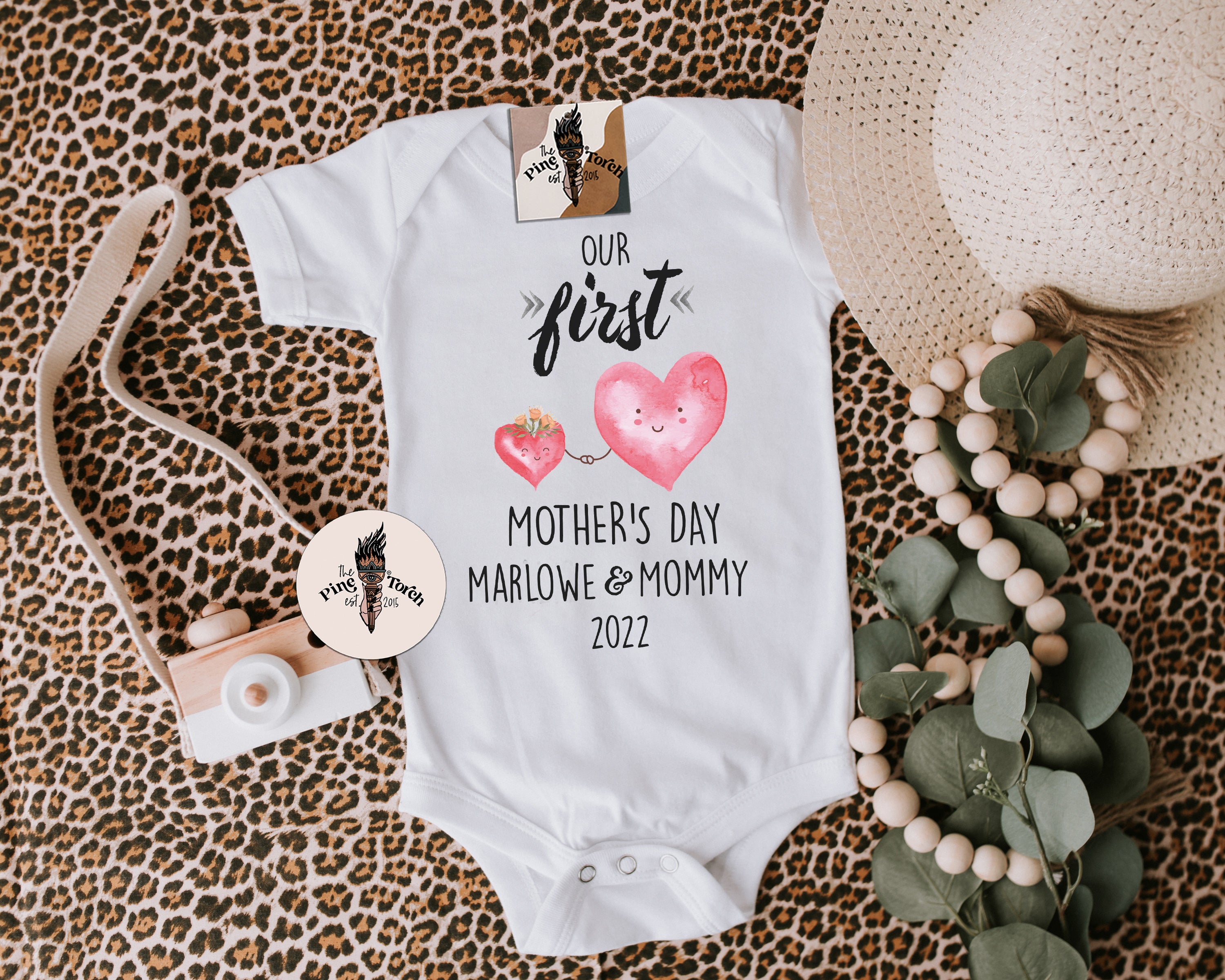 « FIRST MOTHER'S DAY WITH HEARTS » CUSTOMIZED BODYSUIT