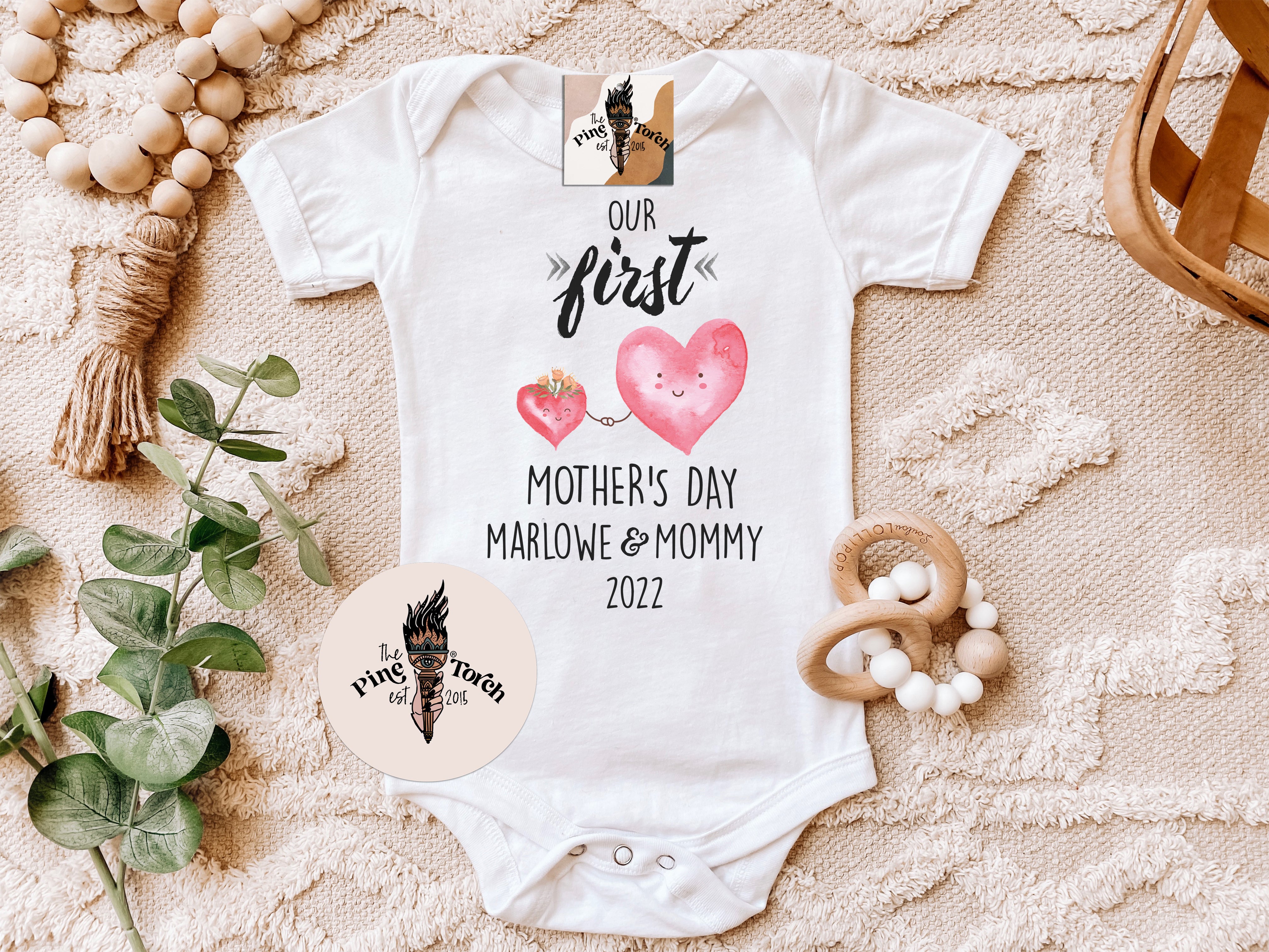 « FIRST MOTHER'S DAY WITH HEARTS » CUSTOMIZED BODYSUIT