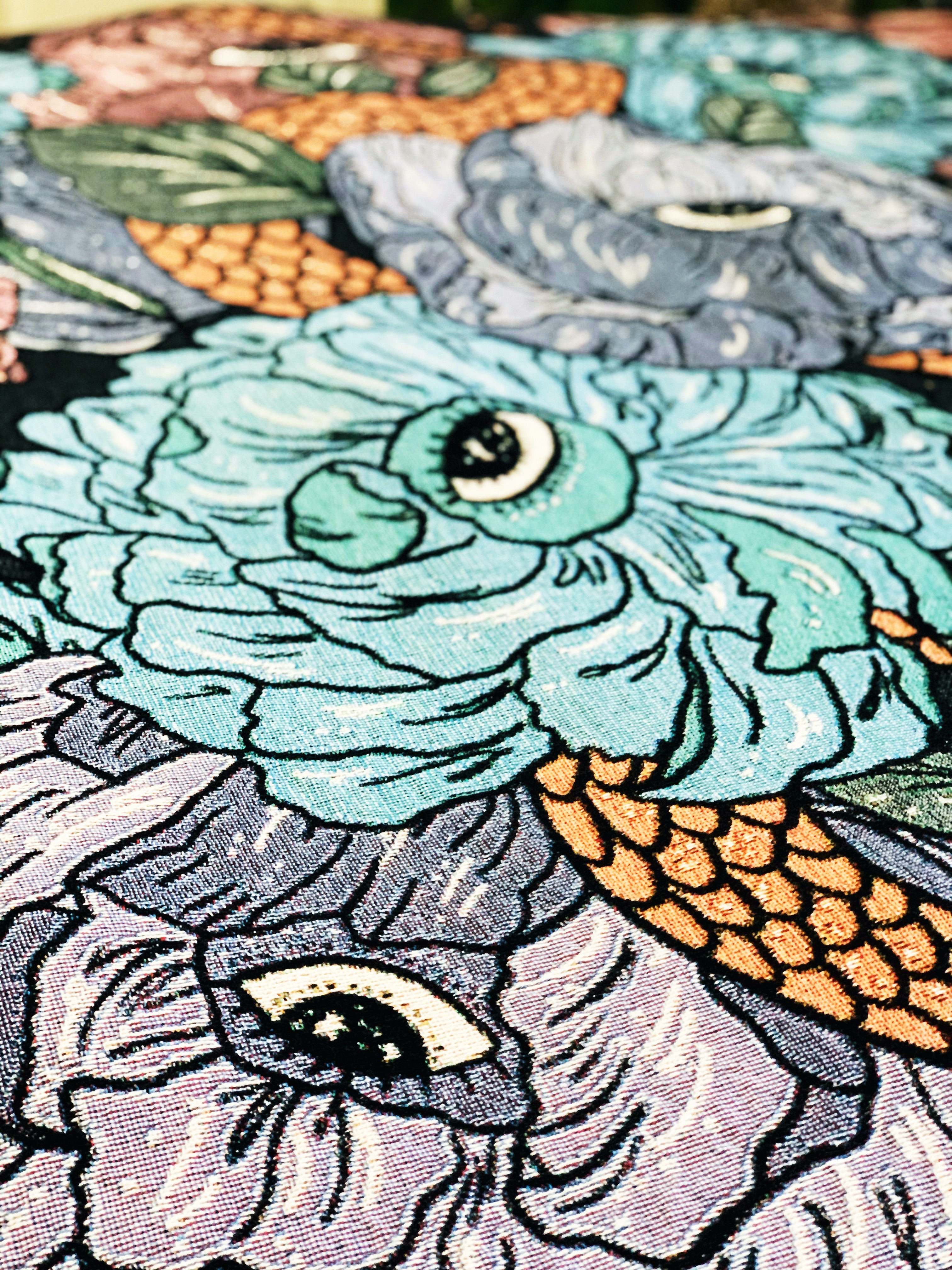 GOTHIC FLORAL // WOVEN FRINGE BLANKET
