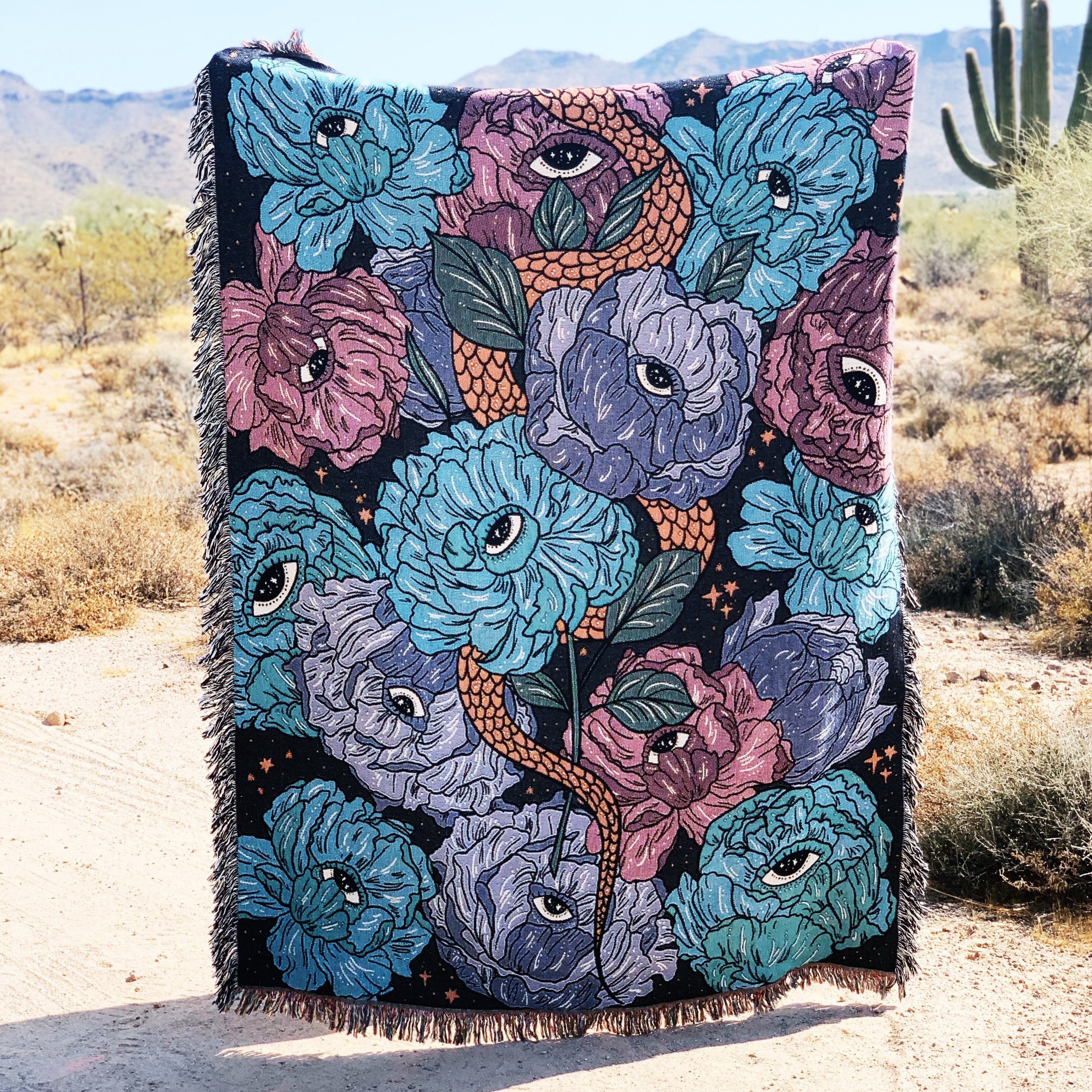 GOTHIC FLORAL // WOVEN FRINGE BLANKET