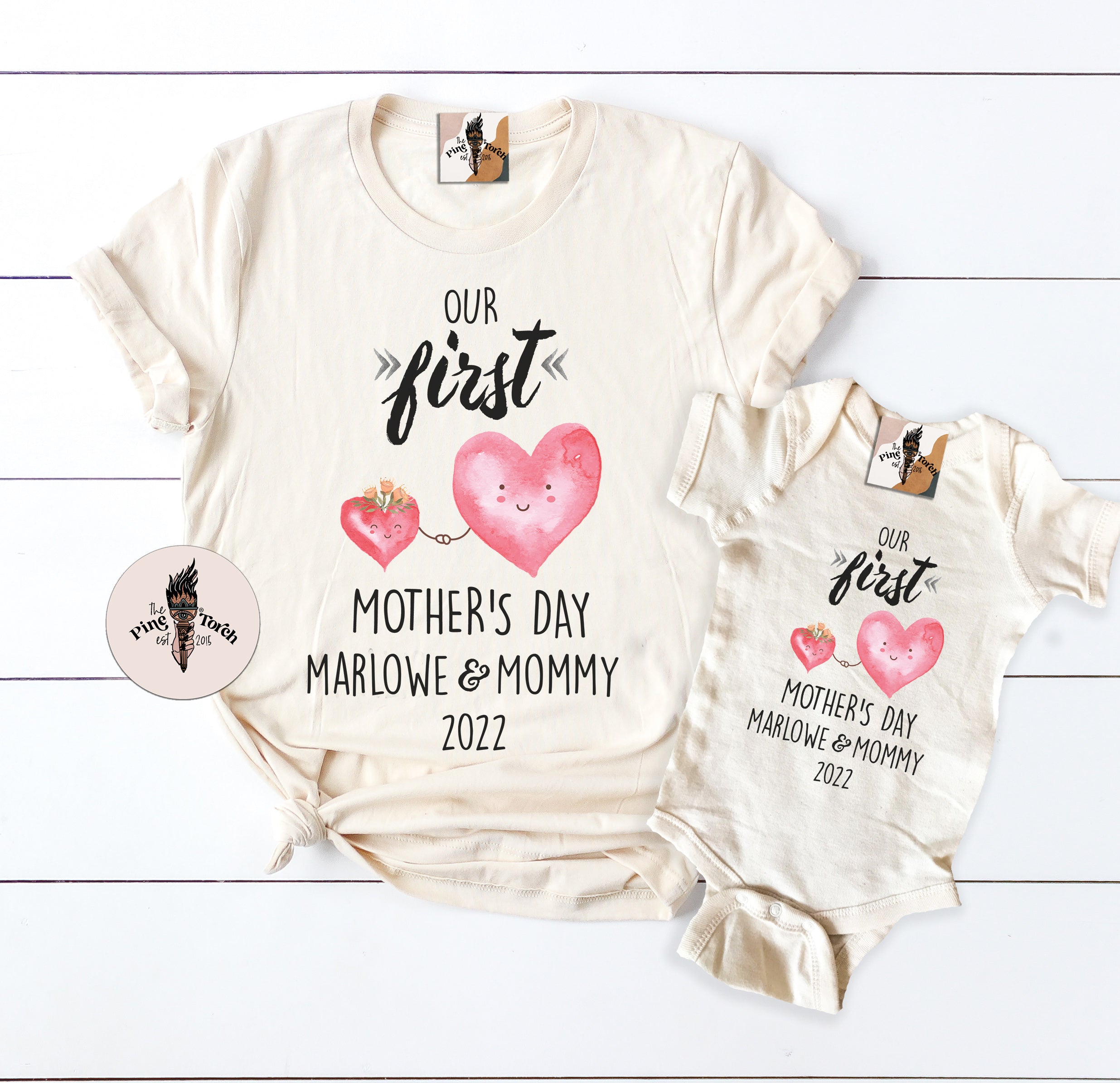 « FIRST MOTHER'S DAY WITH HEARTS » CUSTOMIZED BODYSUIT