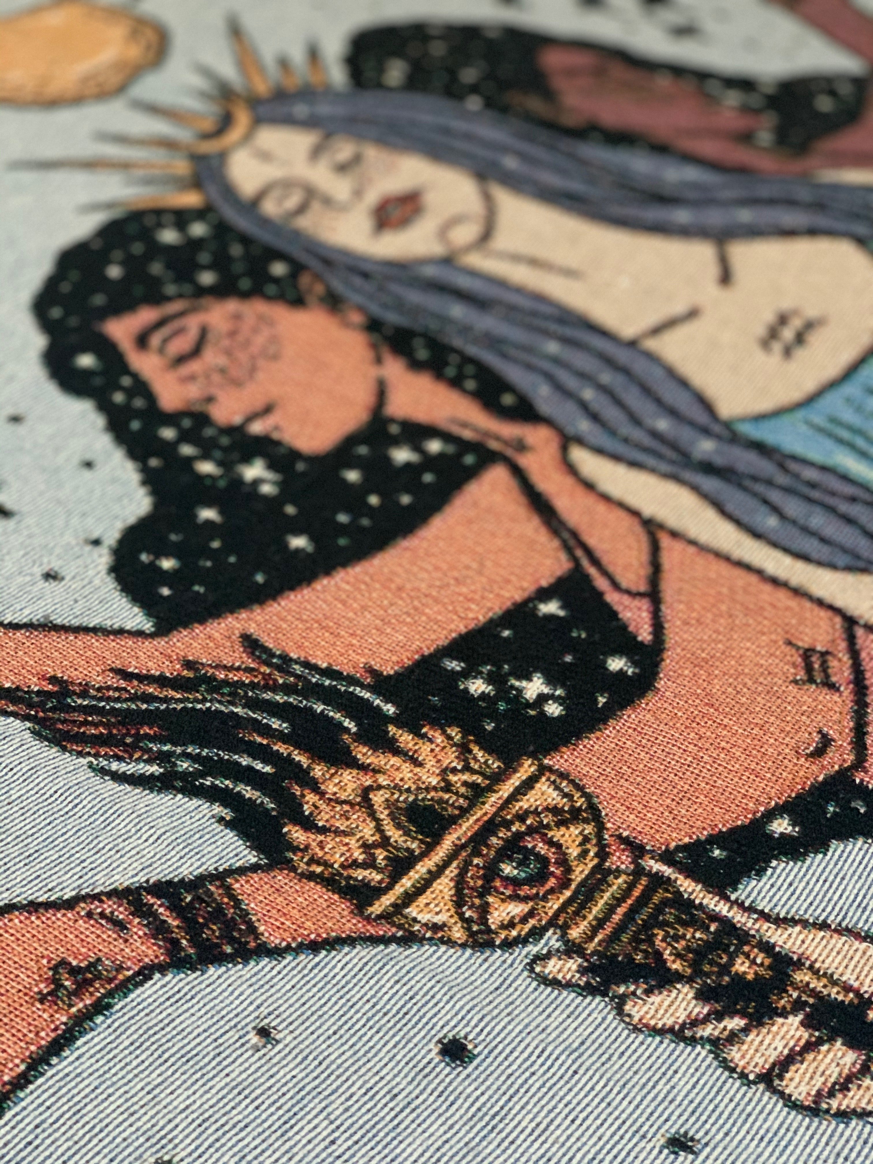 HECATE TRIPLE MOON GODDESS // WOVEN FRINGE BLANKET
