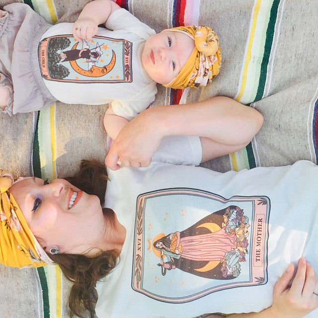 « THE MOTHER TAROT + THE CHILD TAROT » MOMMY & ME // Cream Unisex Tee + Bodysuit