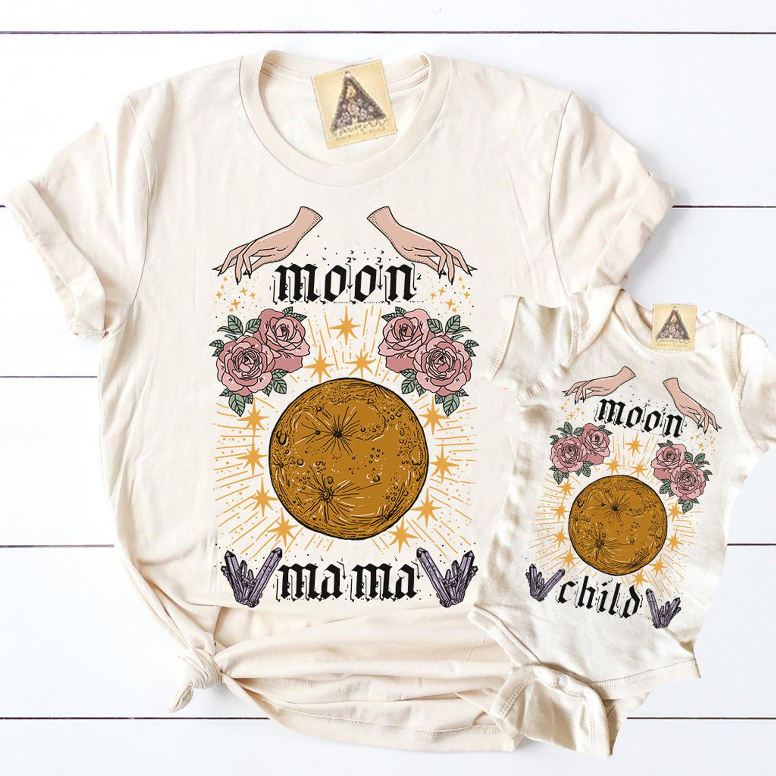 « MAMA MAMA + MOON CHILD » MOMMY & ME // Cream Unisex Tee + Bodysuit