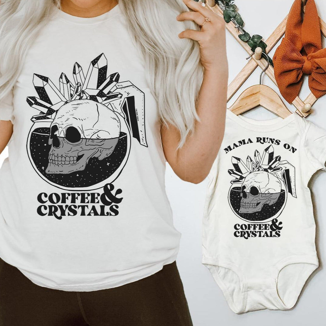 « COFFEE + CRYSTALS » MOMMY & ME // Cream Unisex Tee + Bodysuit