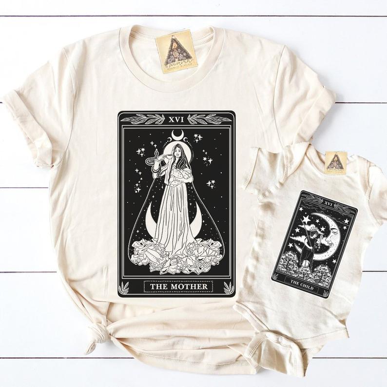 « THE MOTHER TAROT + THE CHILD TAROT » MOMMY & ME // Cream Unisex Tee + Bodysuit