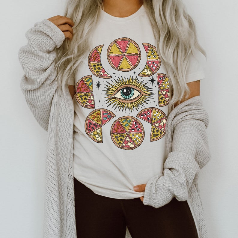 « MOON PHASE PIZZA » CREAM UNISEX TEE