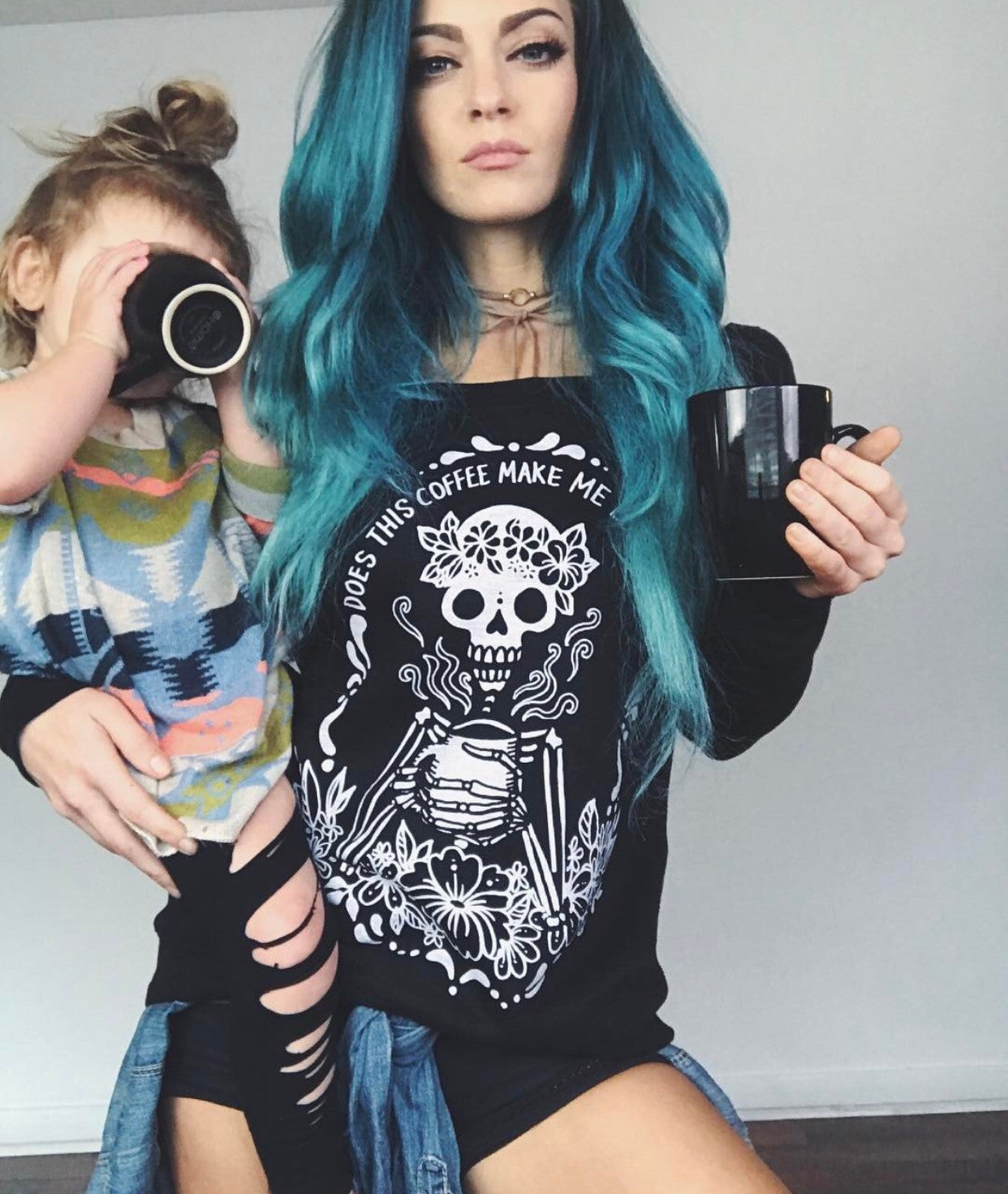 JUNE SALE « COFFEE SKELETON » WOMEN'S SLOUCHY OR UNISEX TEE