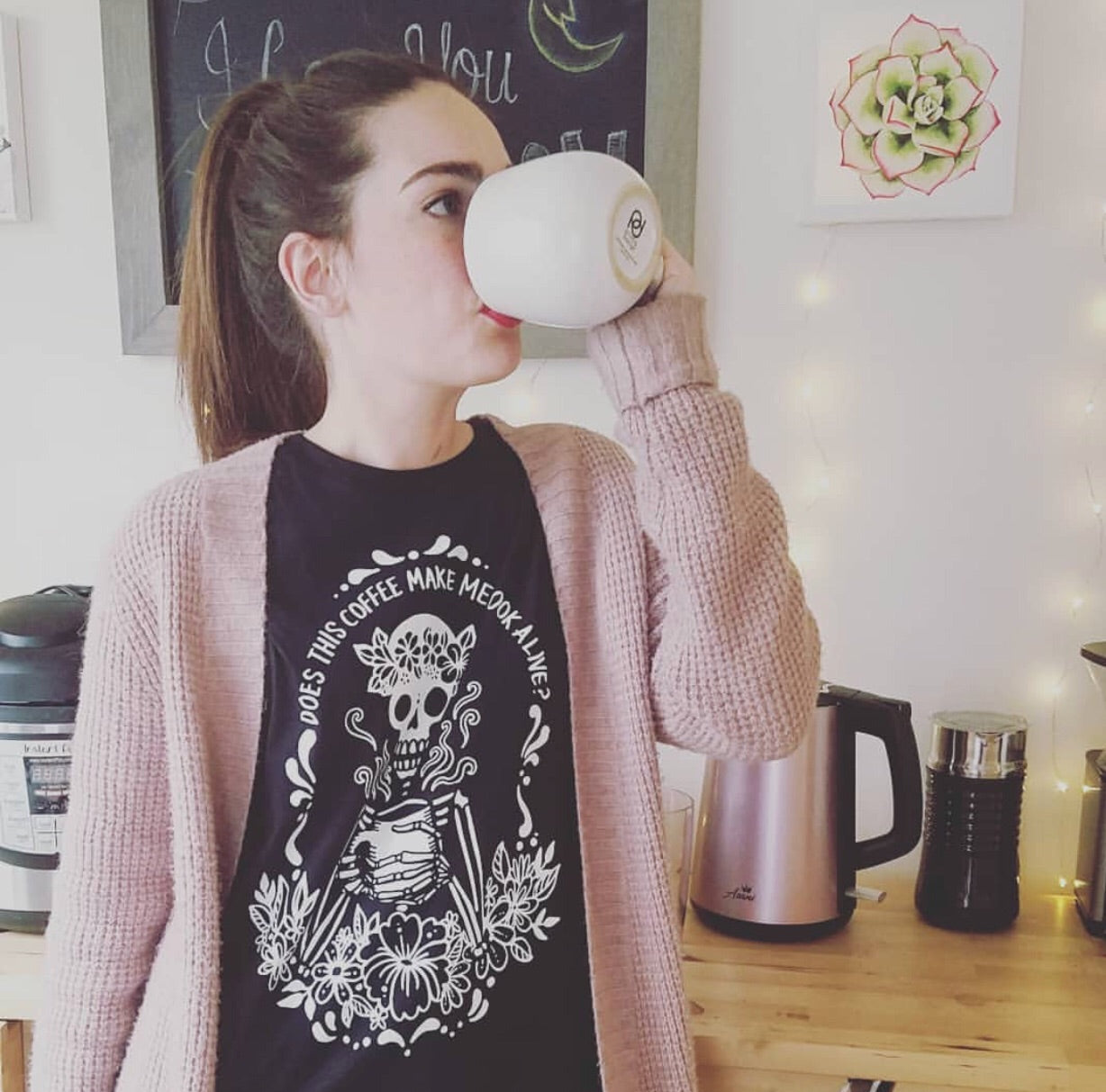 JUNE SALE « COFFEE SKELETON » WOMEN'S SLOUCHY OR UNISEX TEE