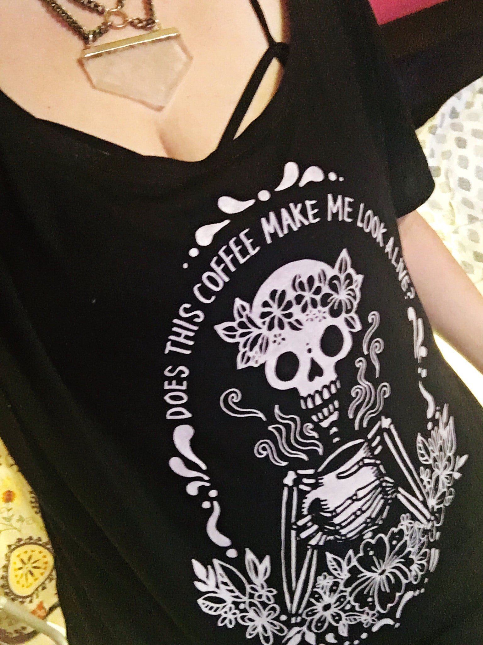 JUNE SALE « COFFEE SKELETON » WOMEN'S SLOUCHY OR UNISEX TEE