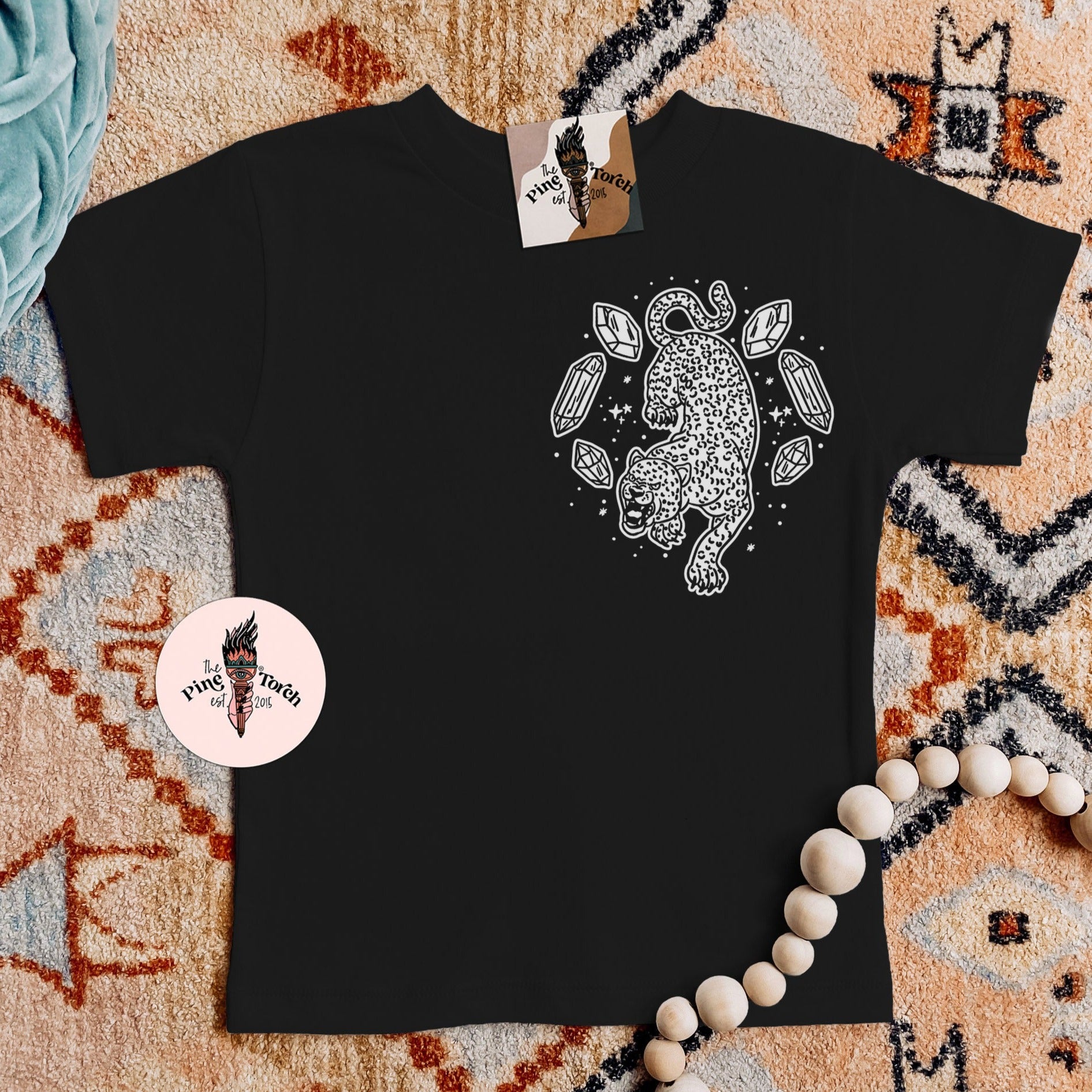 « CRYSTAL LEOPARD » KID'S BLACK TEE