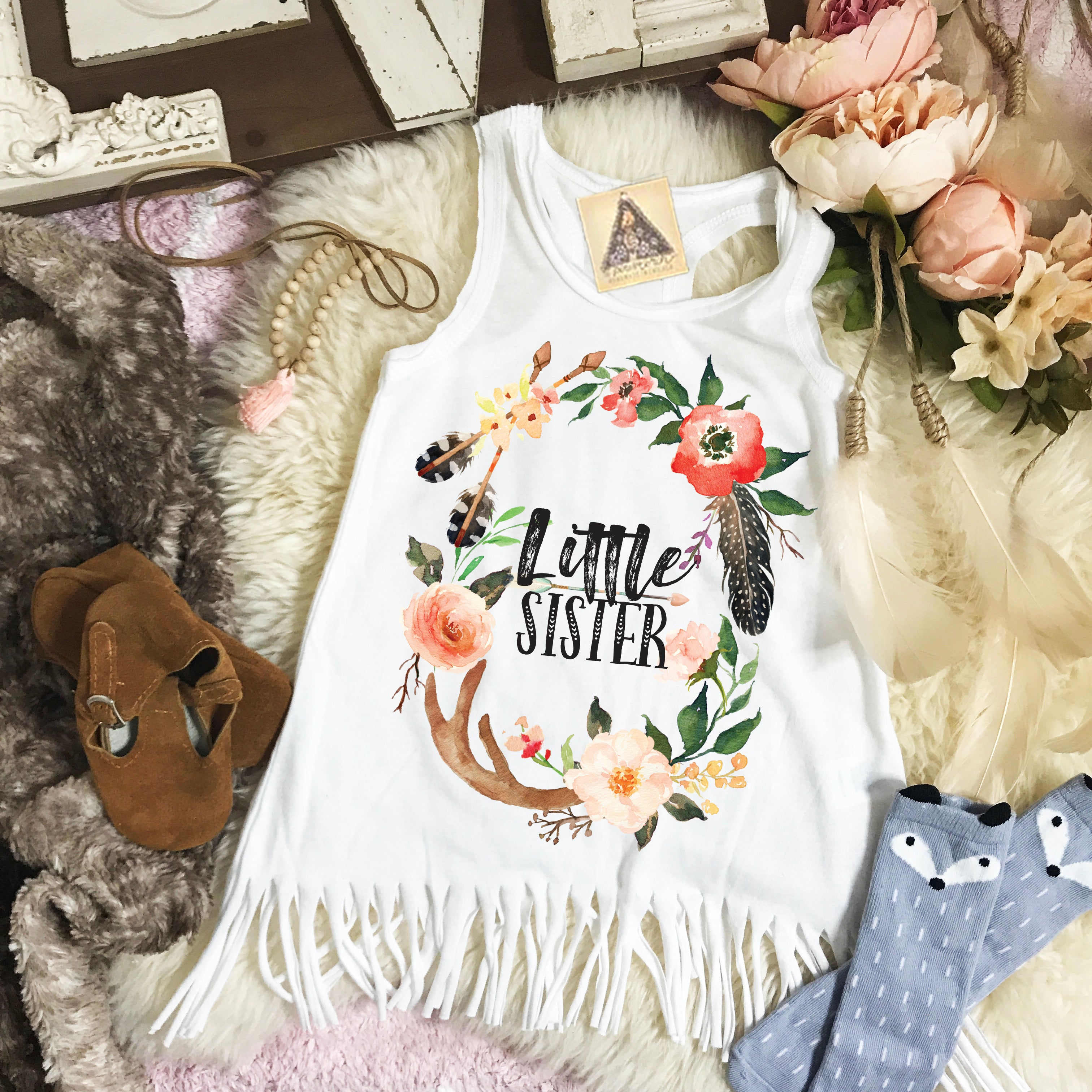 « LITTLE SISTER BOHO ANTLERS » BODYSUIT