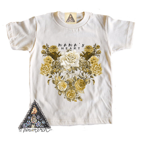 « MAMA'S HEART » CREAM ORGANIC KIDS TEE
