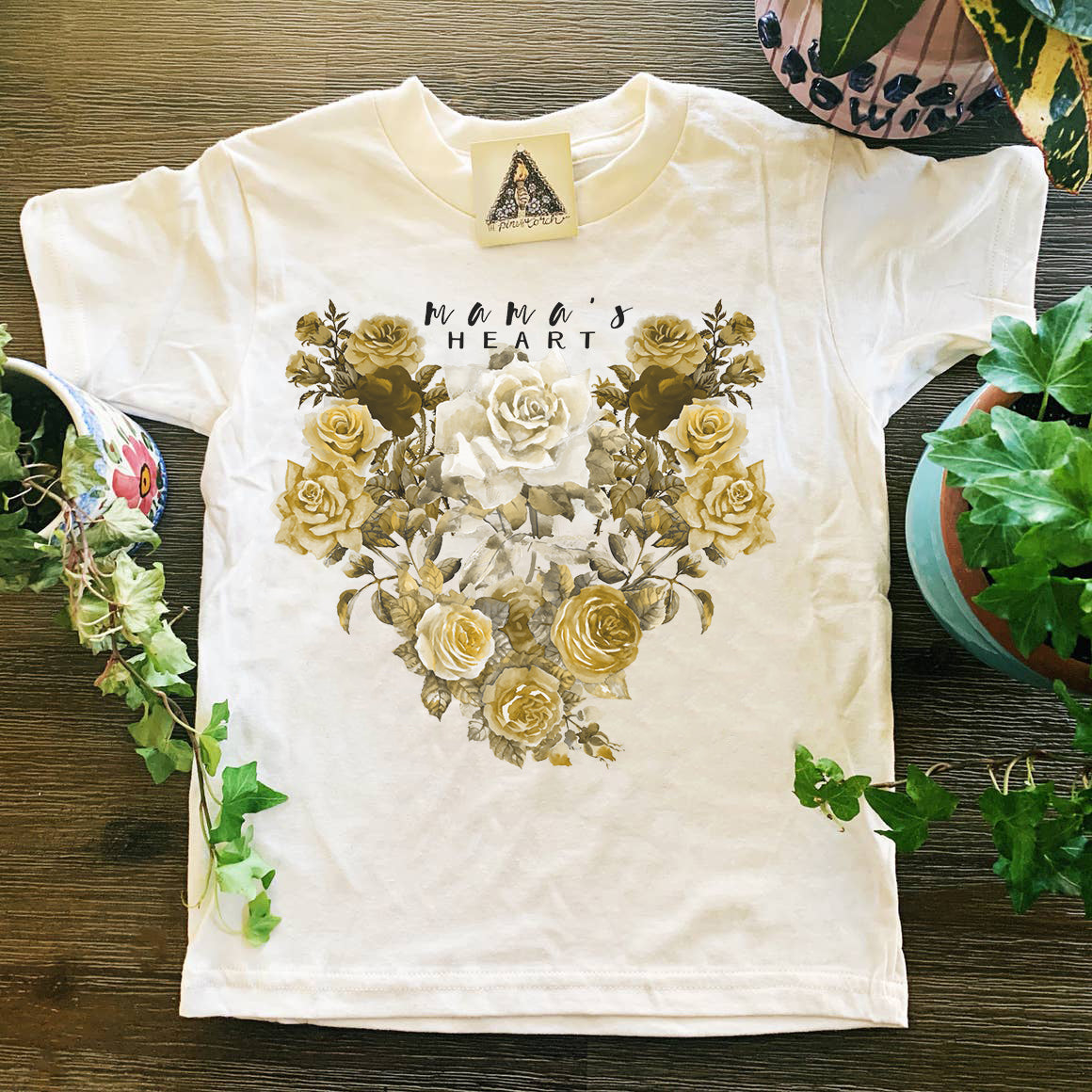 « MAMA'S HEART » CREAM ORGANIC KIDS TEE