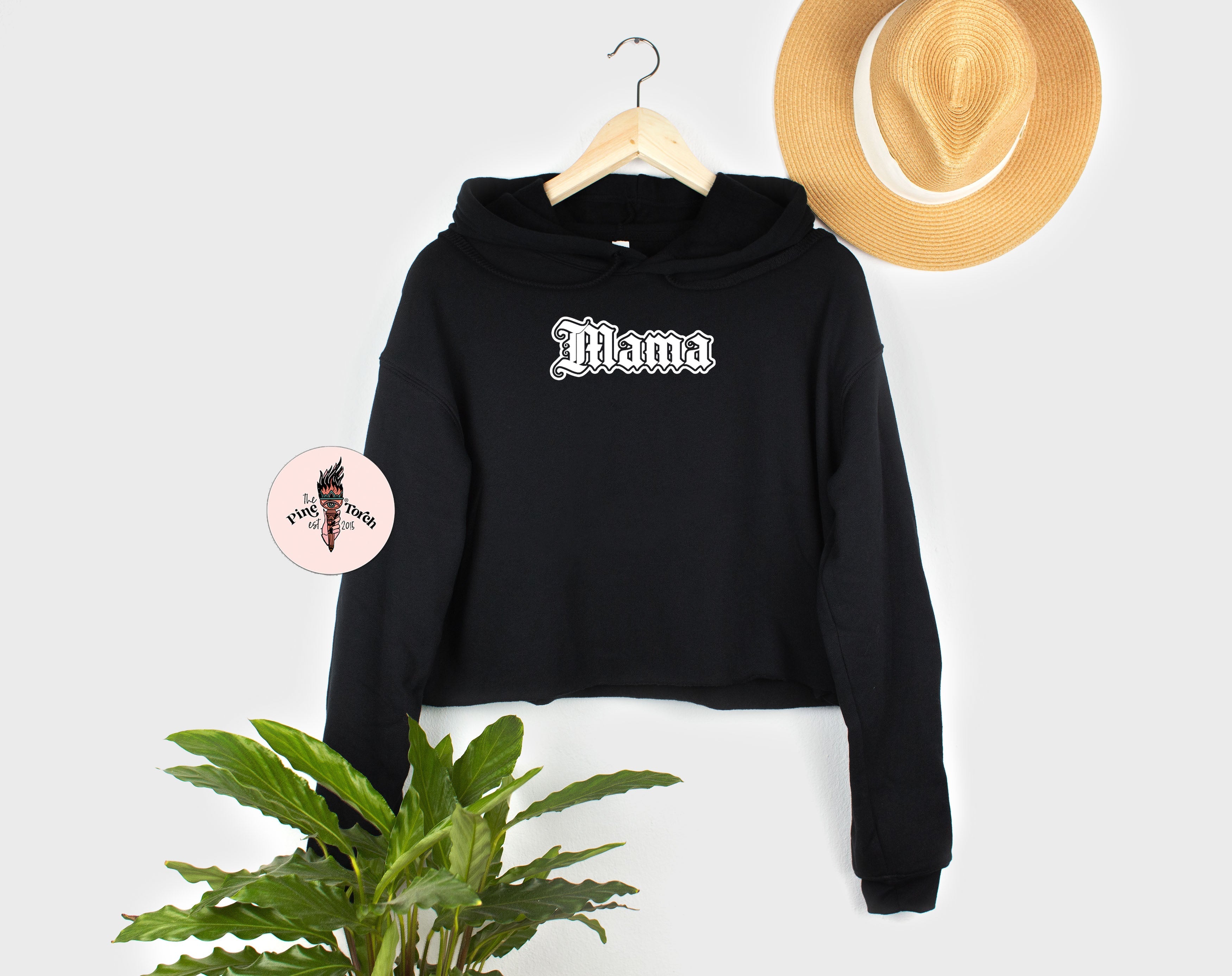 « MAMA GOTHIC » CREAM CROP HOODIE