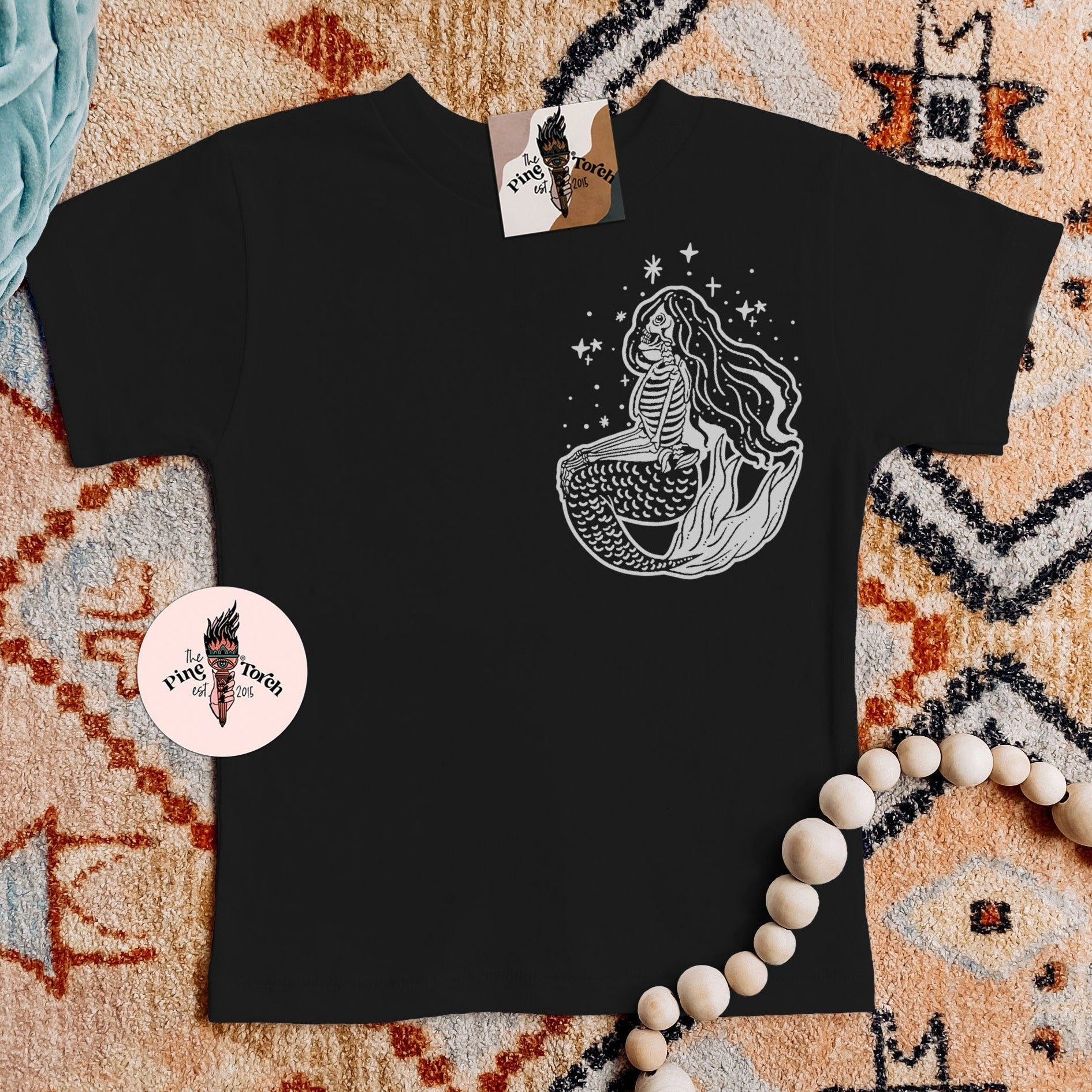 « SKELETON MERMAID » KID'S BLACK TEE