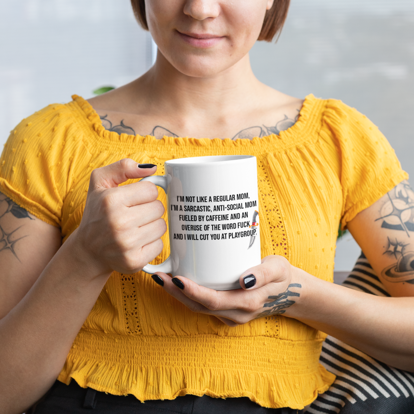 « I'M NOT LIKE A REGULAR MOM...I WILL CUT YOU » MUG