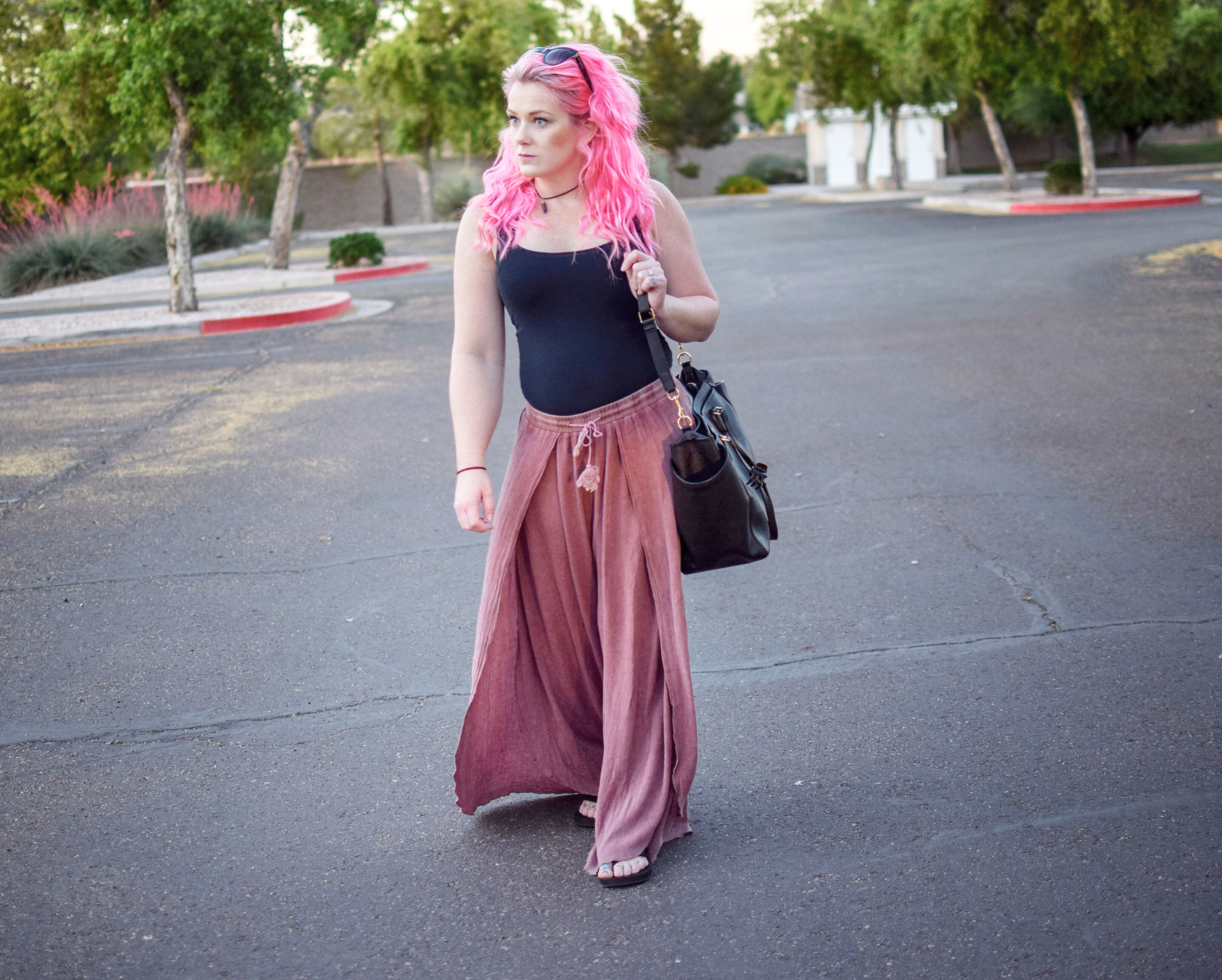 << TULIA >> WIDE LEG GAUZE TULIP PANTS (MAUVE)