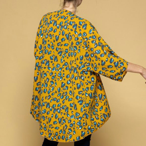 << PHOEBE >> LIGHTWEIGHT PLUS LEOPARD KIMONO CARDIGAN