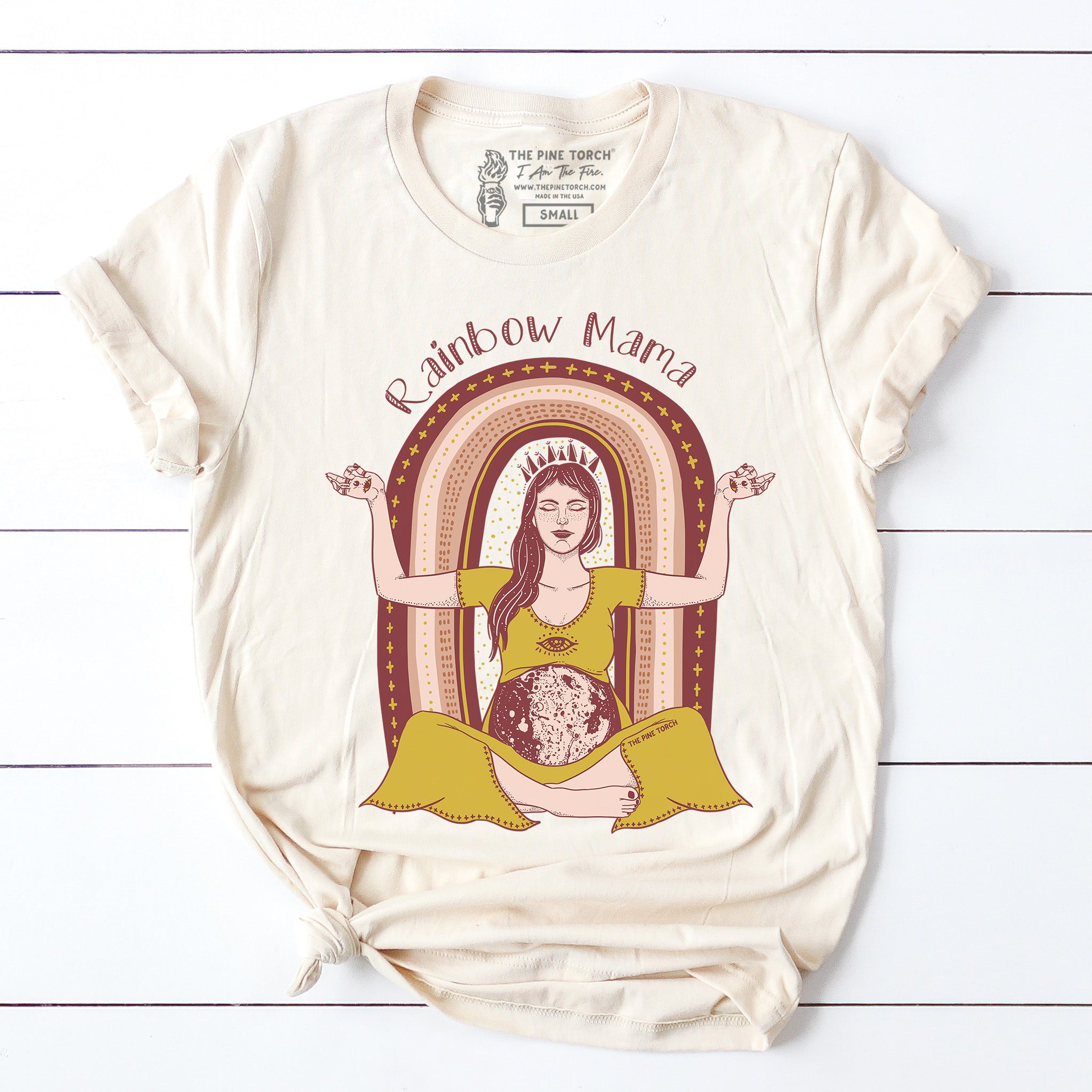 « RAINBOW MAMA GODDESS » UNISEX CREAM TEE