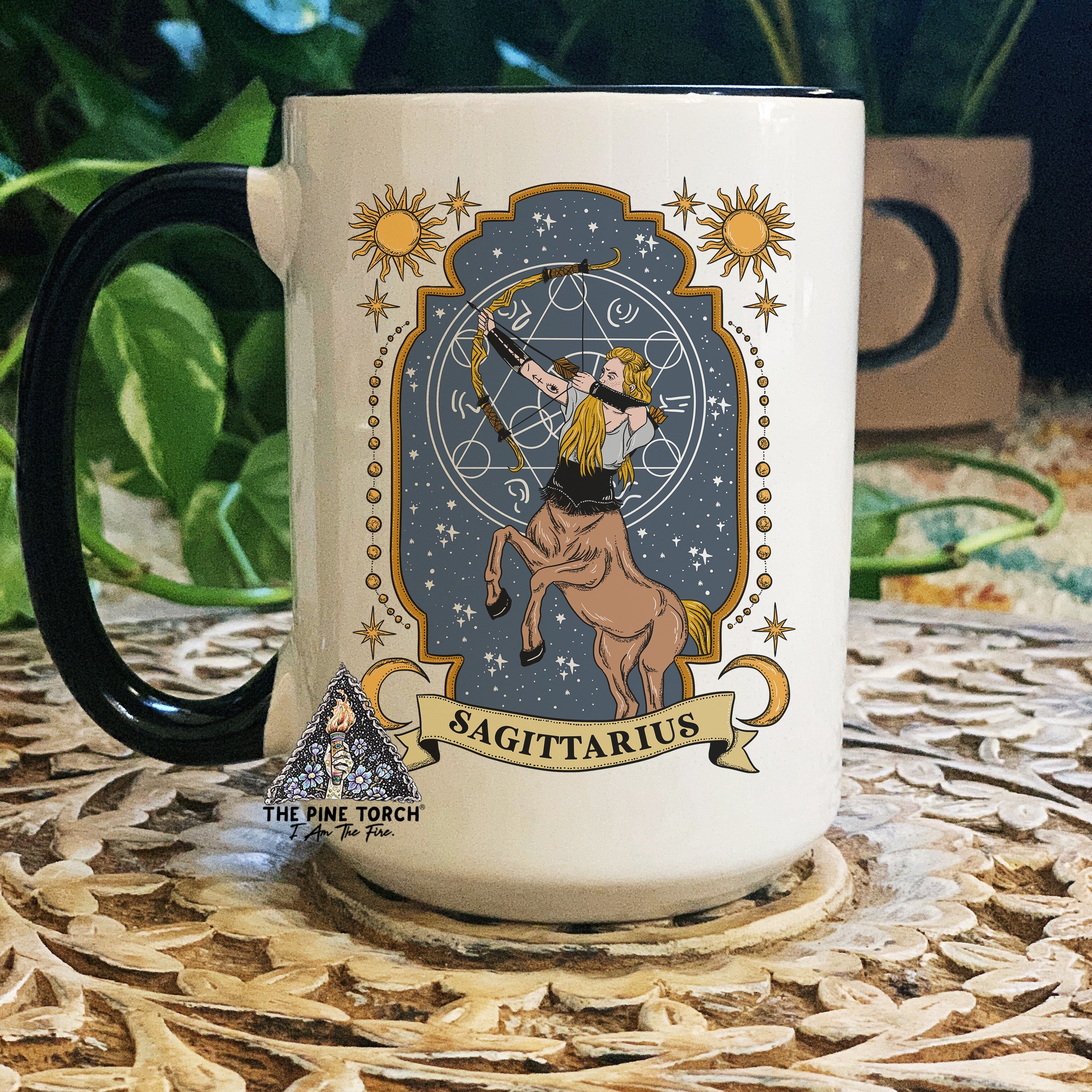 SAGITTARIUS ZODIAC // BLACK RIM MUG