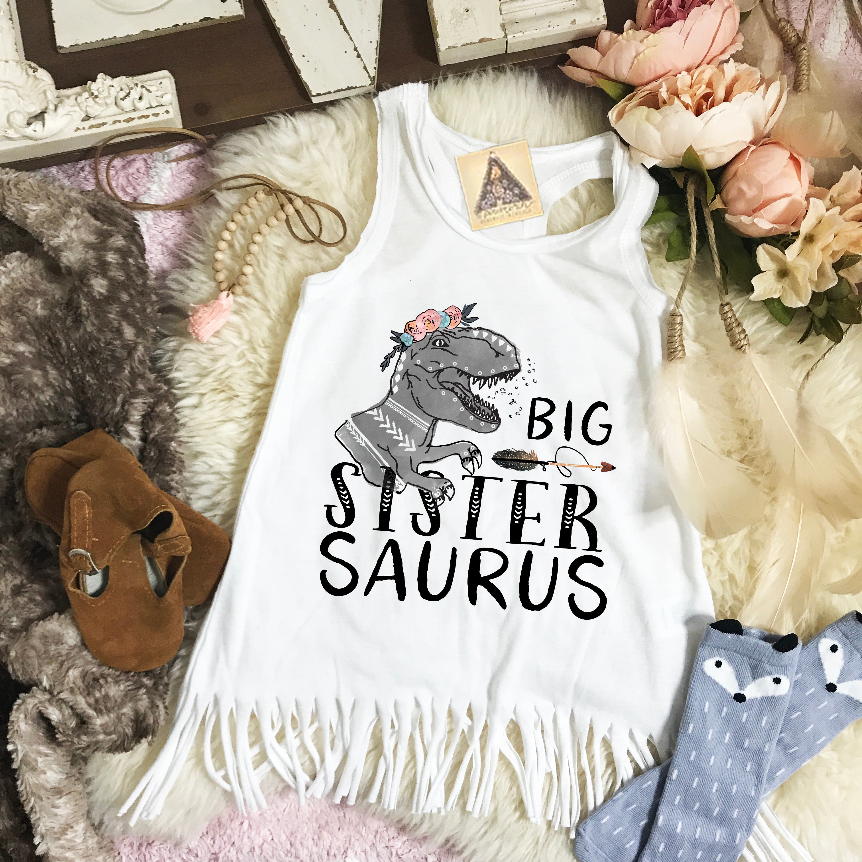 « BIG SISTER SAURUS + LITTLE SISTER SAURUS » KID'S TEE SIBLING SET