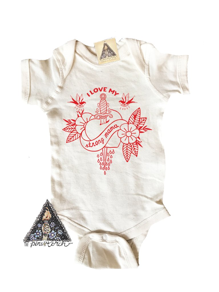 « MAMA STRONG + I LOVE MY STRONG MAMA » MOMMY & ME // Cream Unisex Tee + Bodysuit