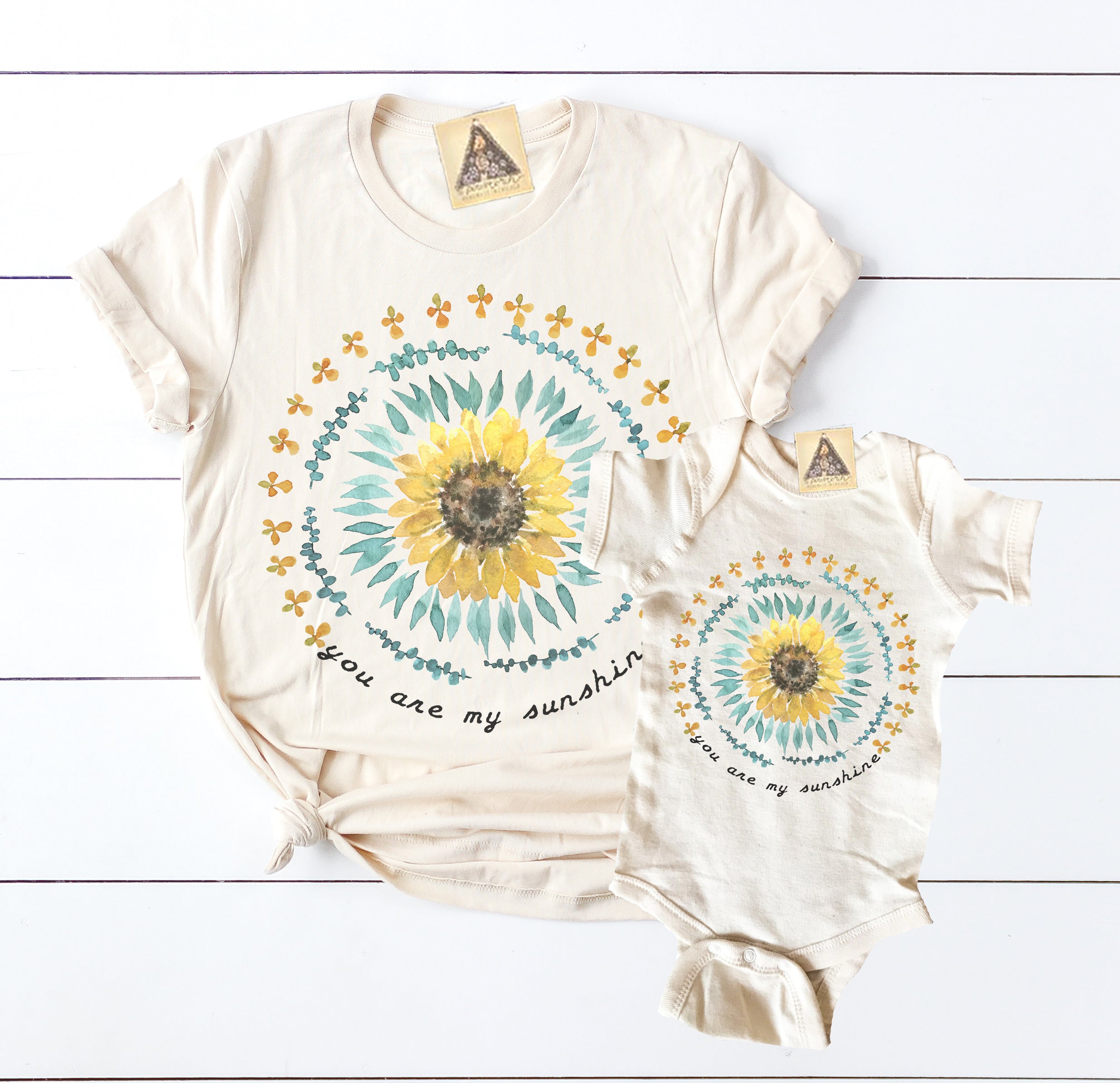 « YOU ARE MY SUNSHINE » MOMMY & ME // Cream Unisex Tee + Bodysuit