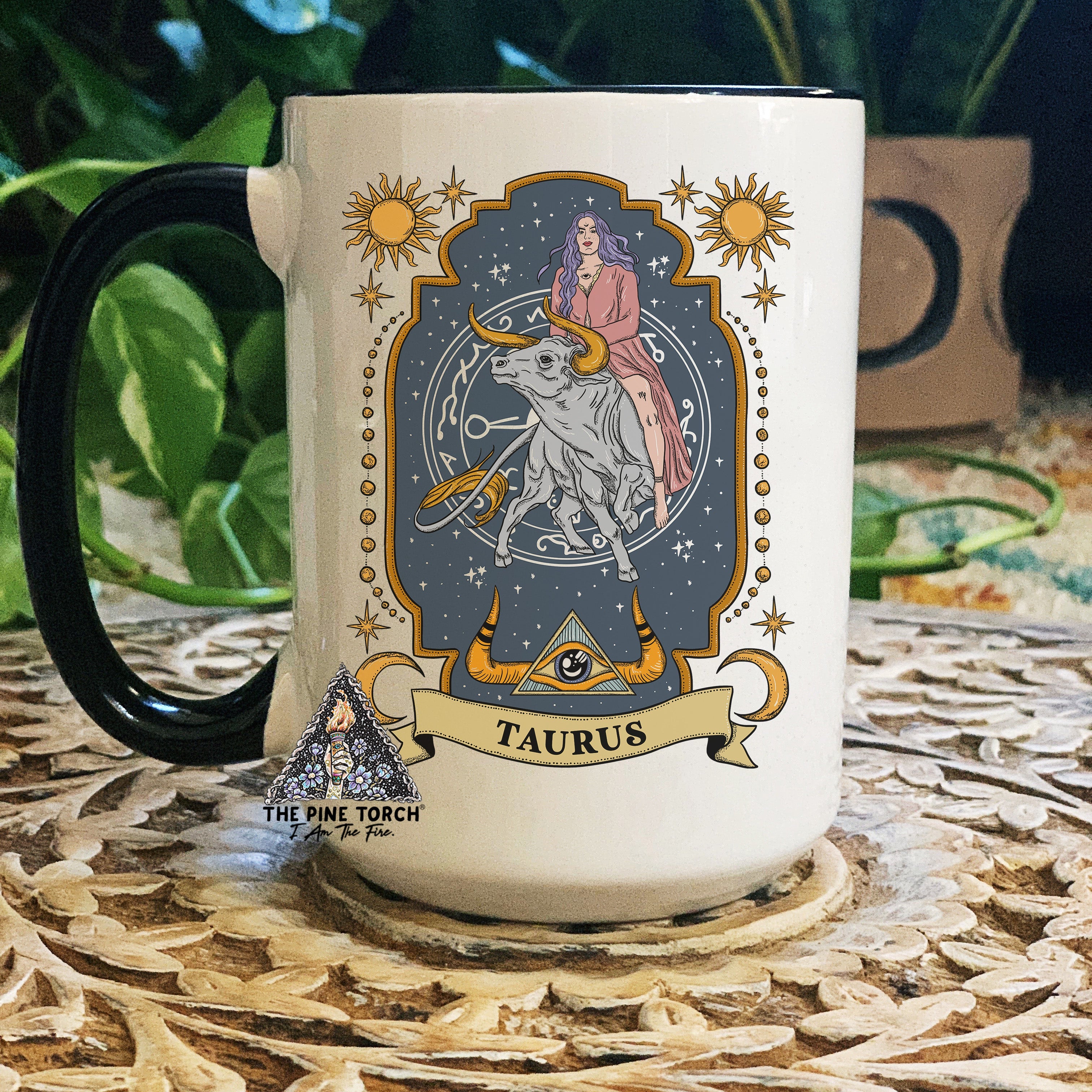TAURUS ZODIAC // BLACK RIM MUG