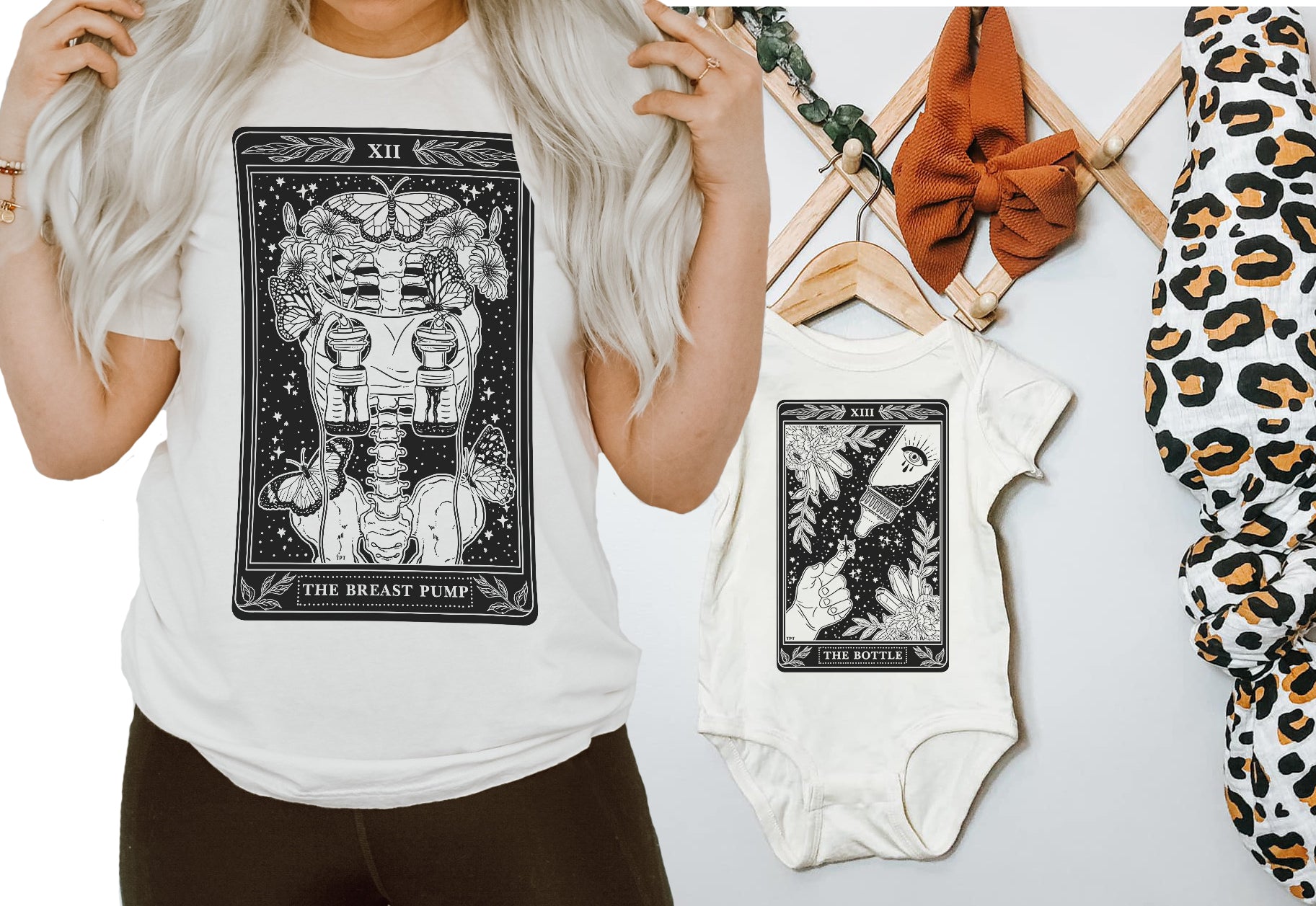 « THE BREAST PUMP TAROT (BLACK AND WHITE) » SLOUCHY OR UNISEX TEE