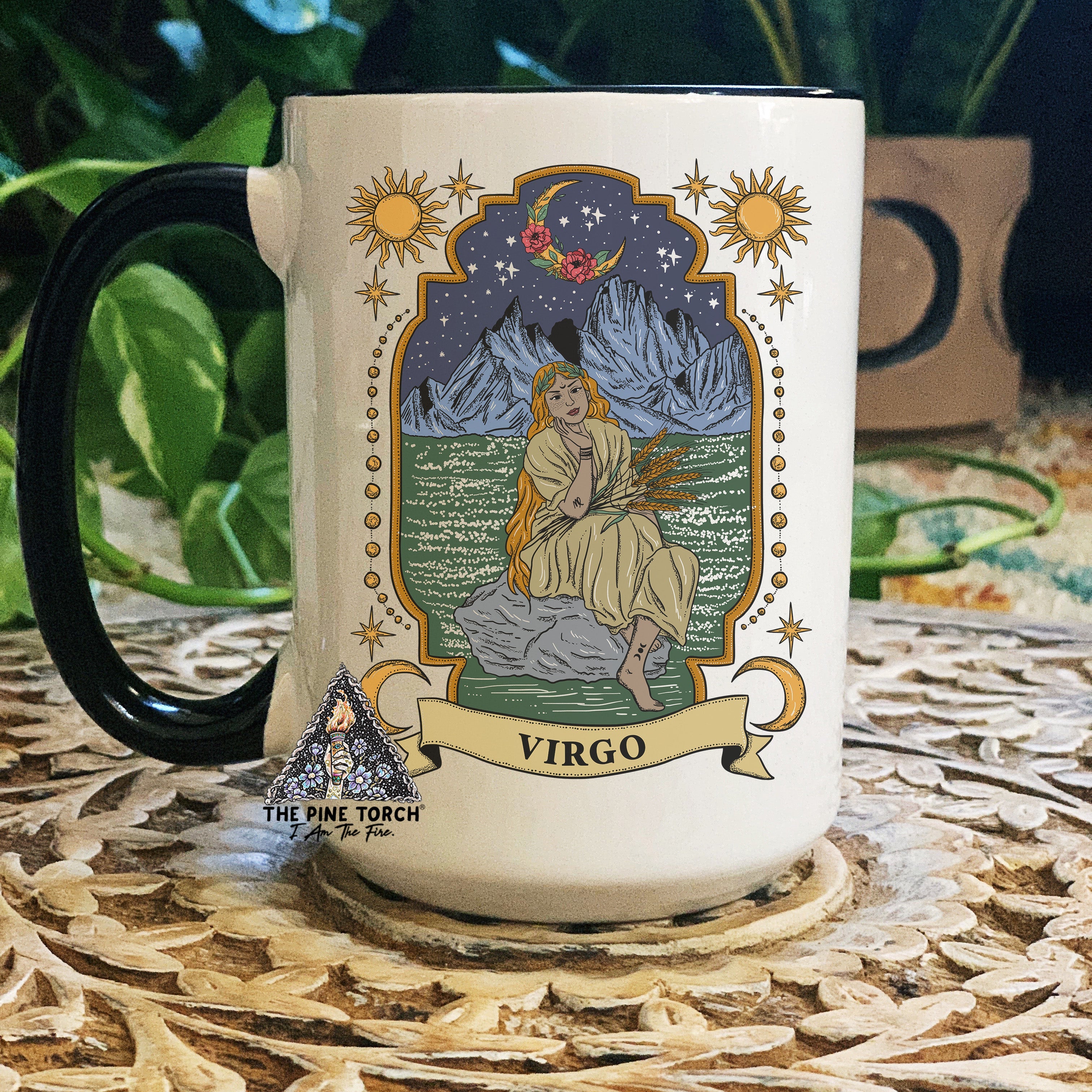 VIRGO ZODIAC // BLACK RIM MUG