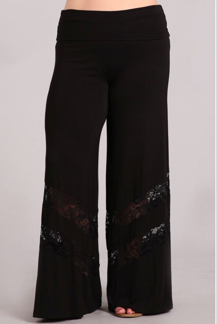 << NOT SO BASIC BLACK >> (PLUS SIZE) WIDE LEG PILAZZO PANTS