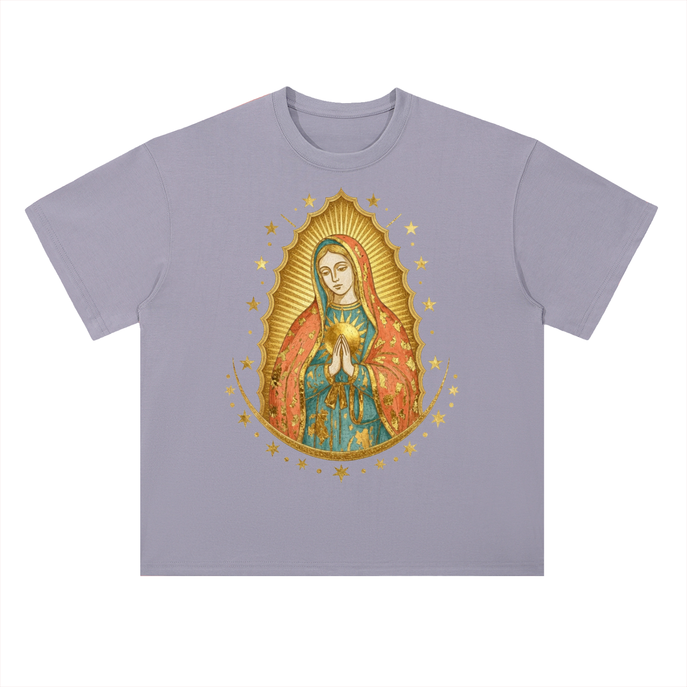 Virgin Mary MIlagro // Heavyweight Drop Shoulder Cotton T-Shirt