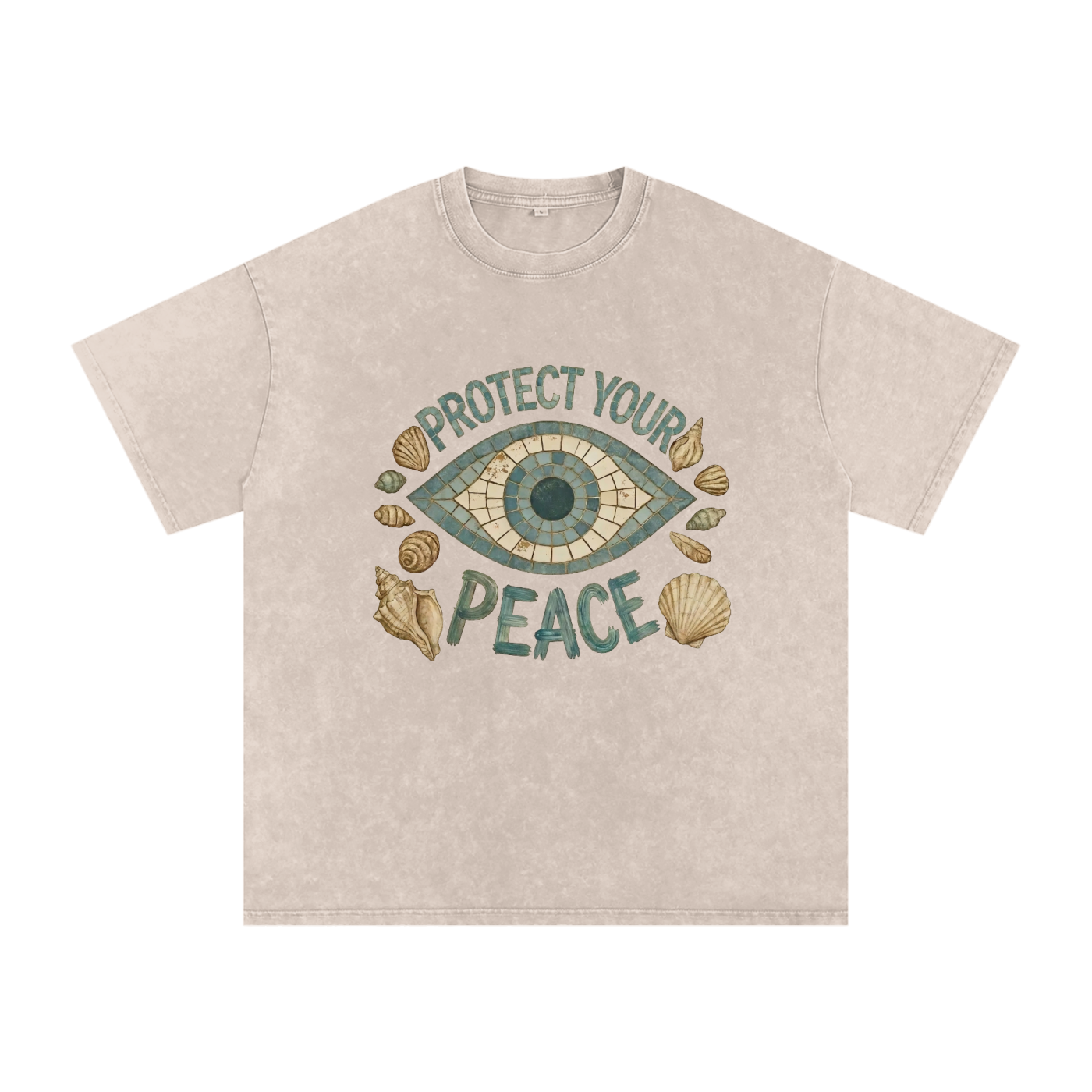 Protect Your Peace // Snow Washed Oversized Cotton T-Shirt